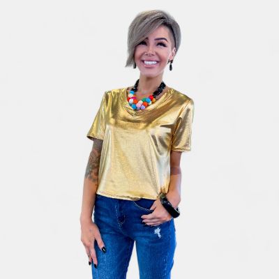 Gold Metallic Top [NO RETURNS] sold by ZZs