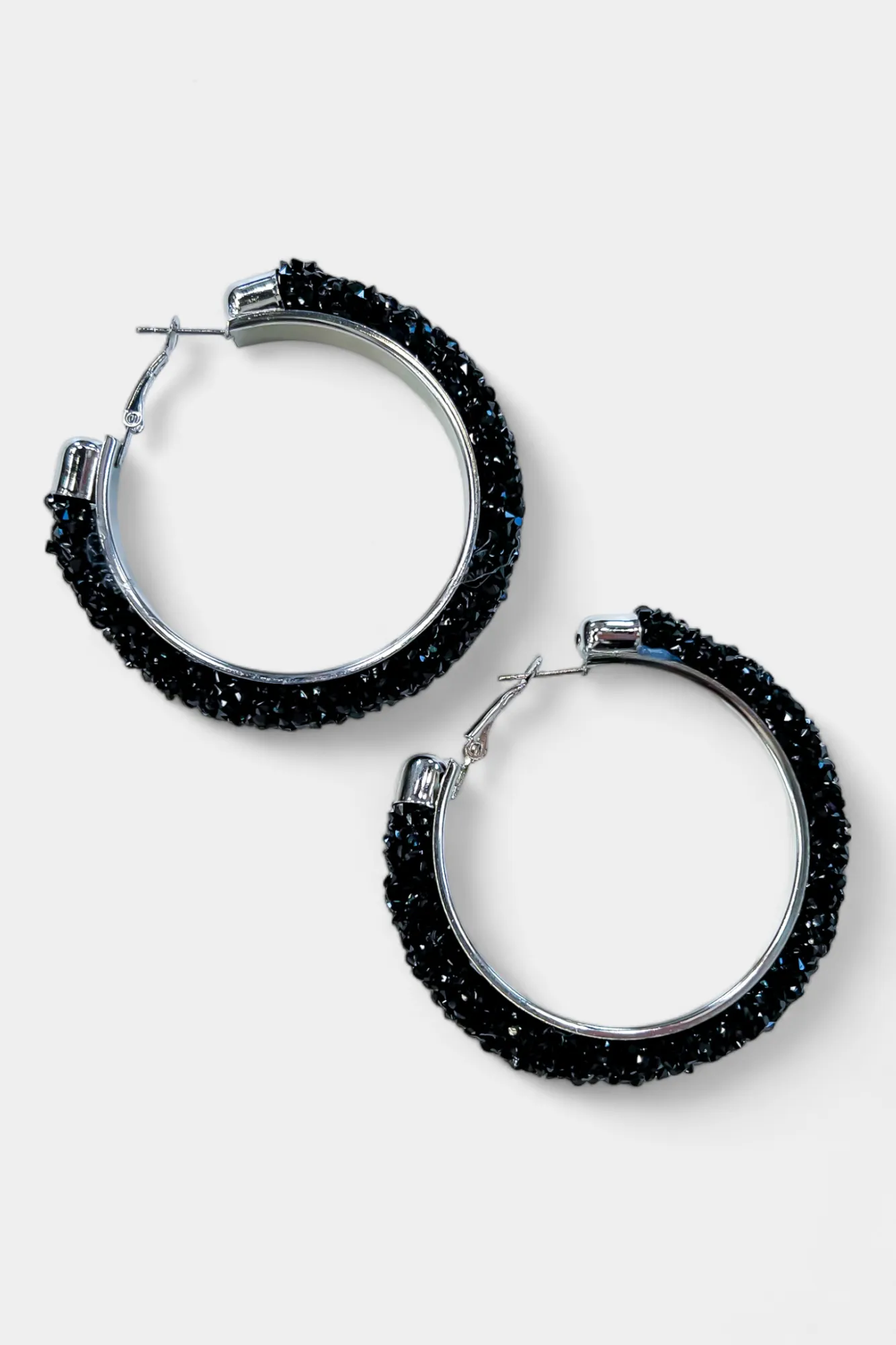 Silver & Black Rhinestone Crystal Hoop Earrings sold by ZZs product image thumbnail 2