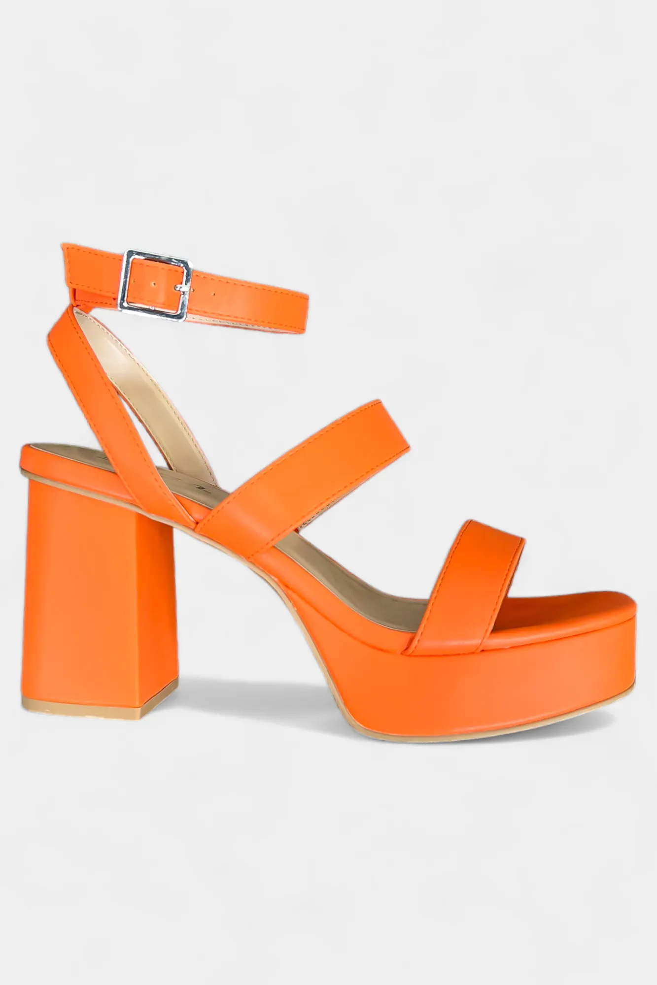 Orange Strappy Block Heels sold by ZZs