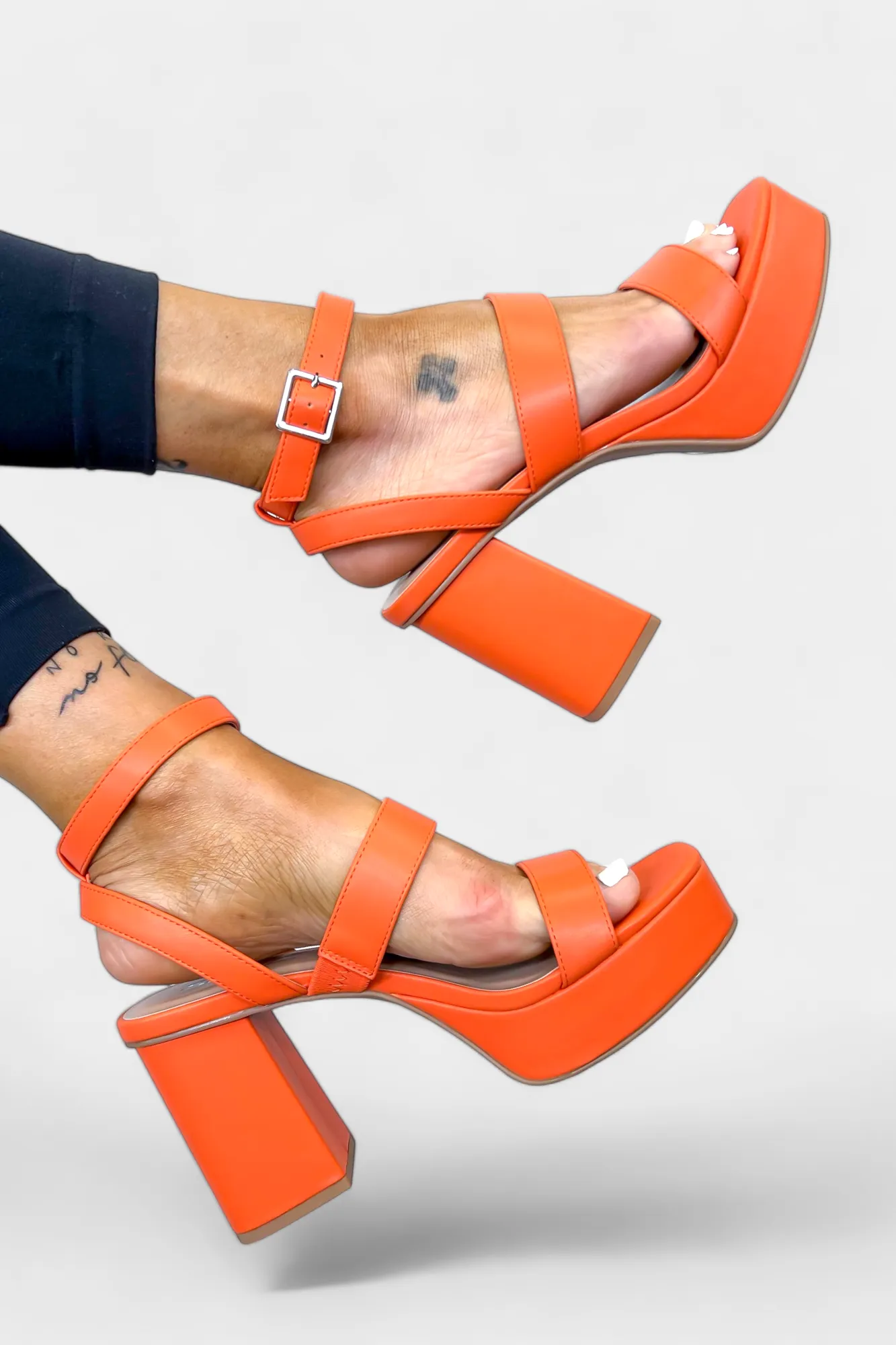 Orange Strappy Block Heels sold by ZZs product image thumbnail 4