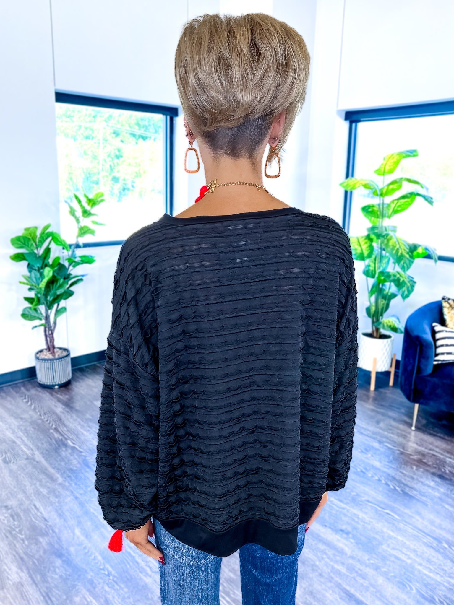 Textured Raw Edge Top | Black sold by ZZs product image thumbnail 5