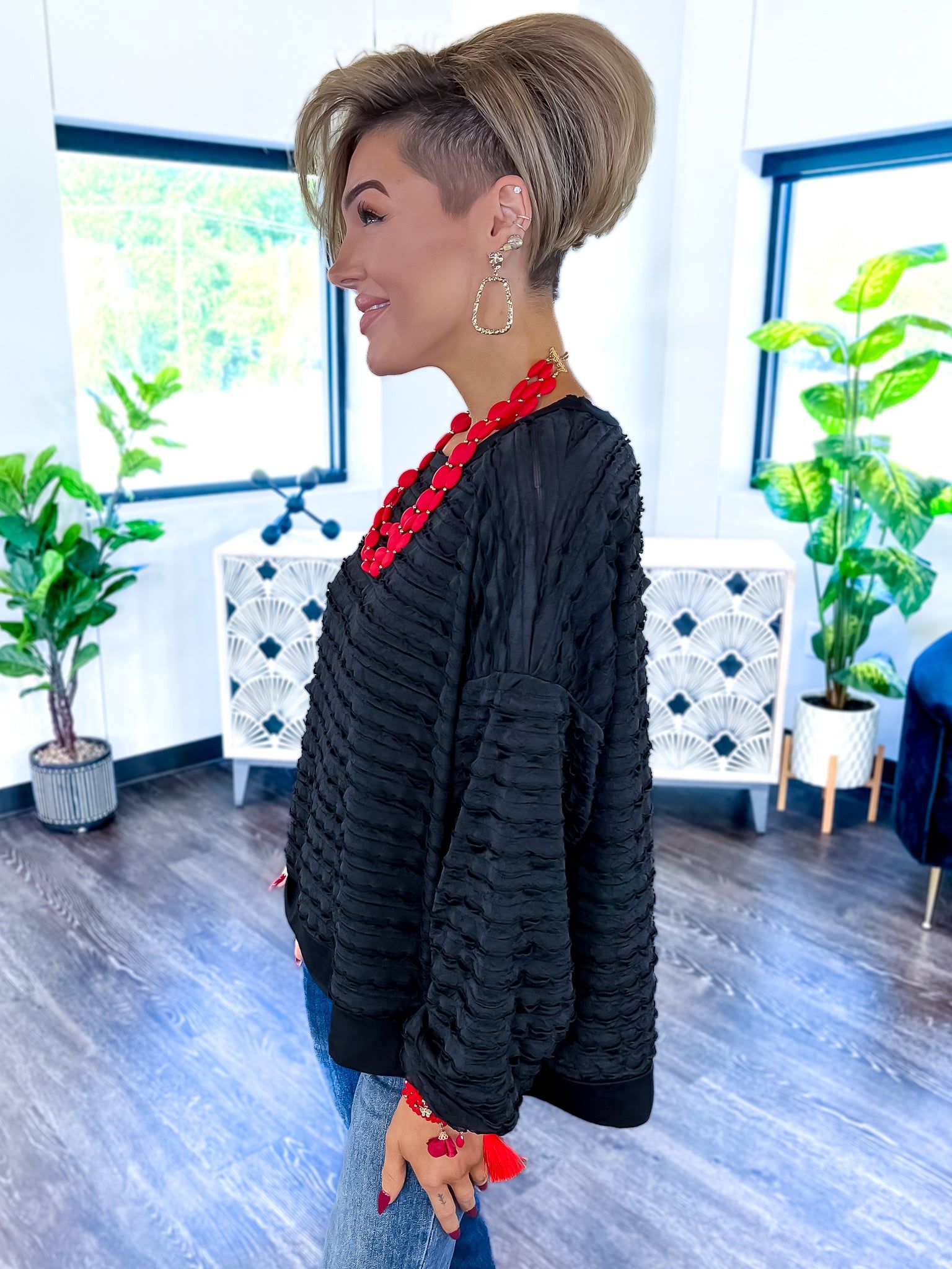 Textured Raw Edge Top | Black sold by ZZs product image thumbnail 8