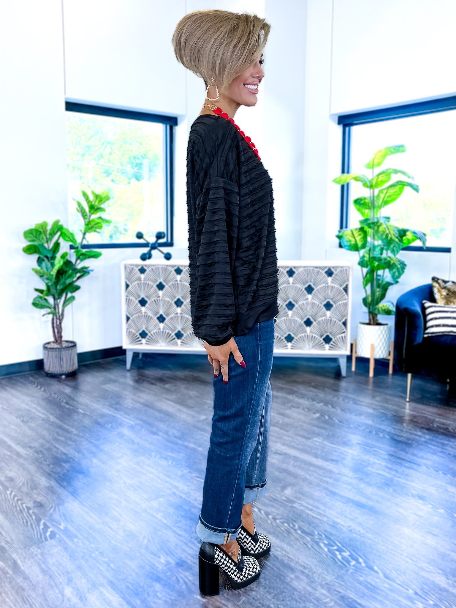 Textured Raw Edge Top | Black sold by ZZs product image thumbnail 4