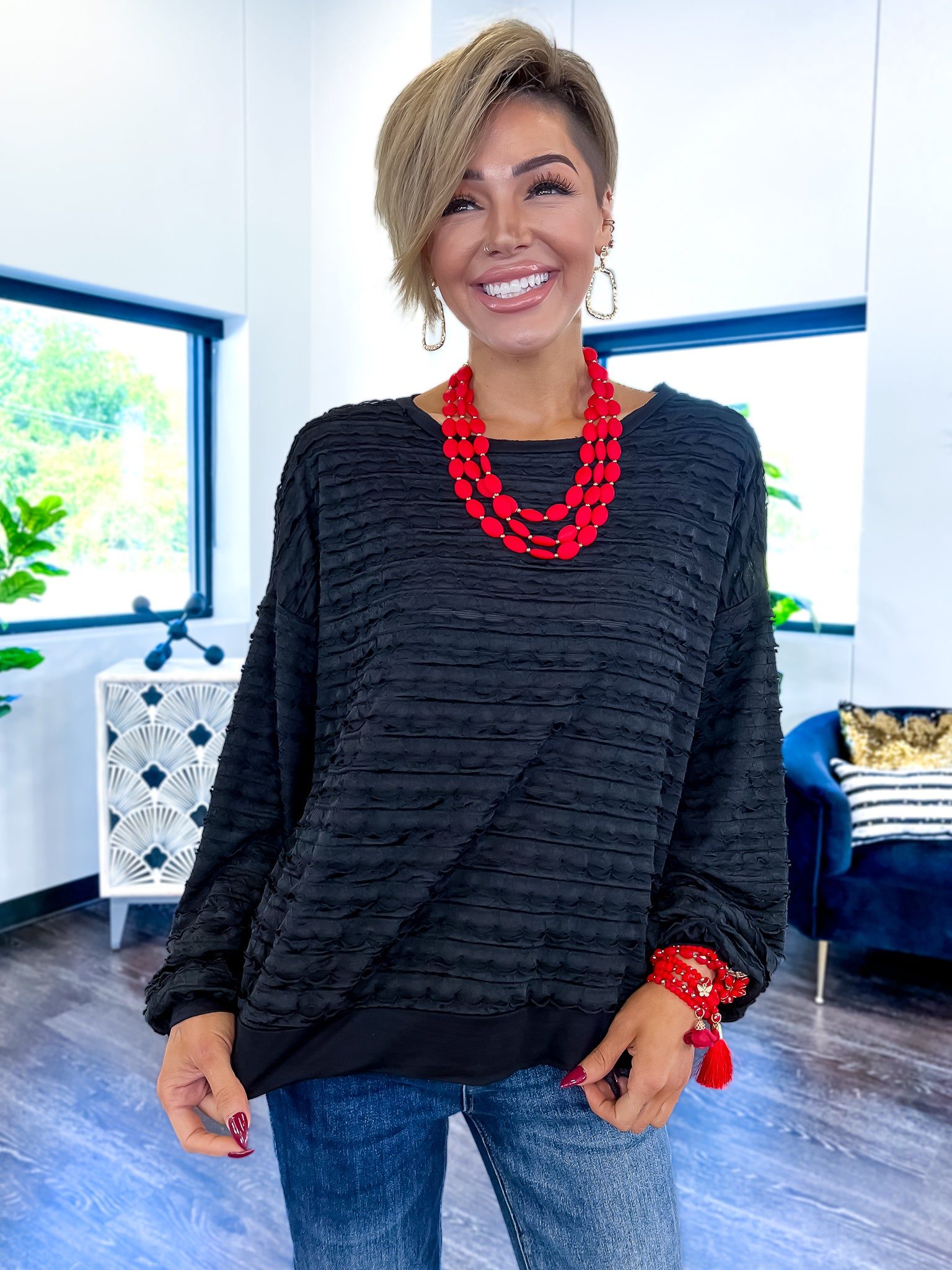 Textured Raw Edge Top | Black sold by ZZs product image thumbnail 7