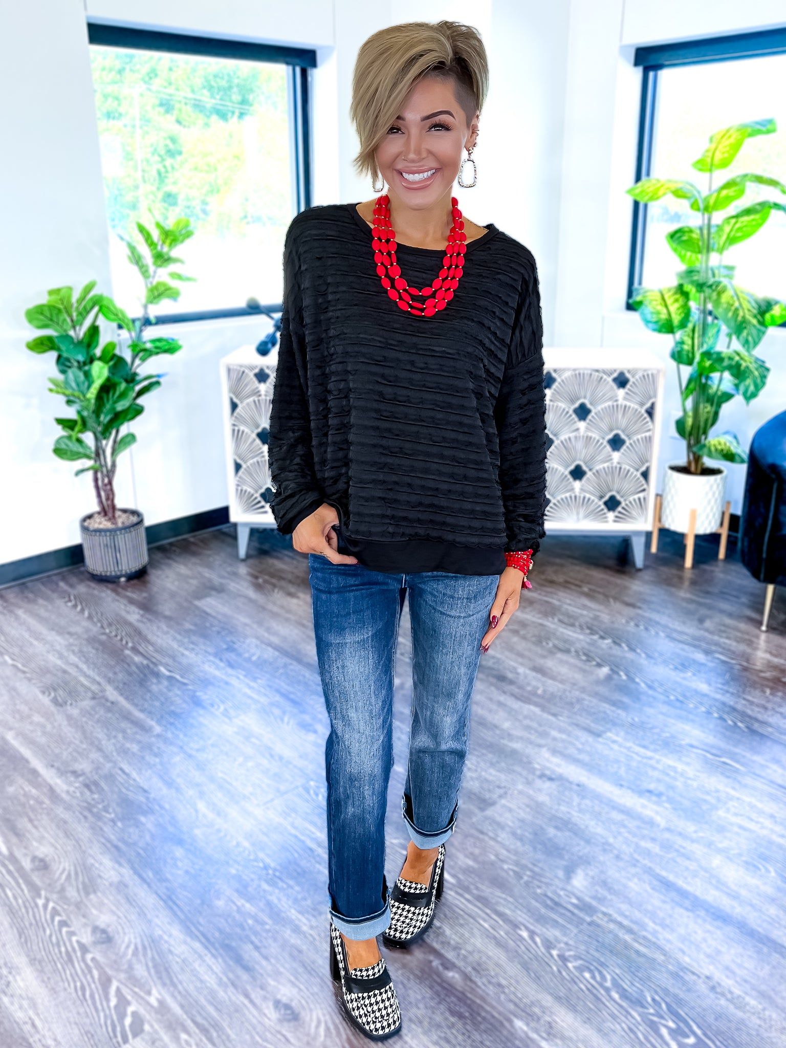 Textured Raw Edge Top | Black sold by ZZs product image thumbnail 9