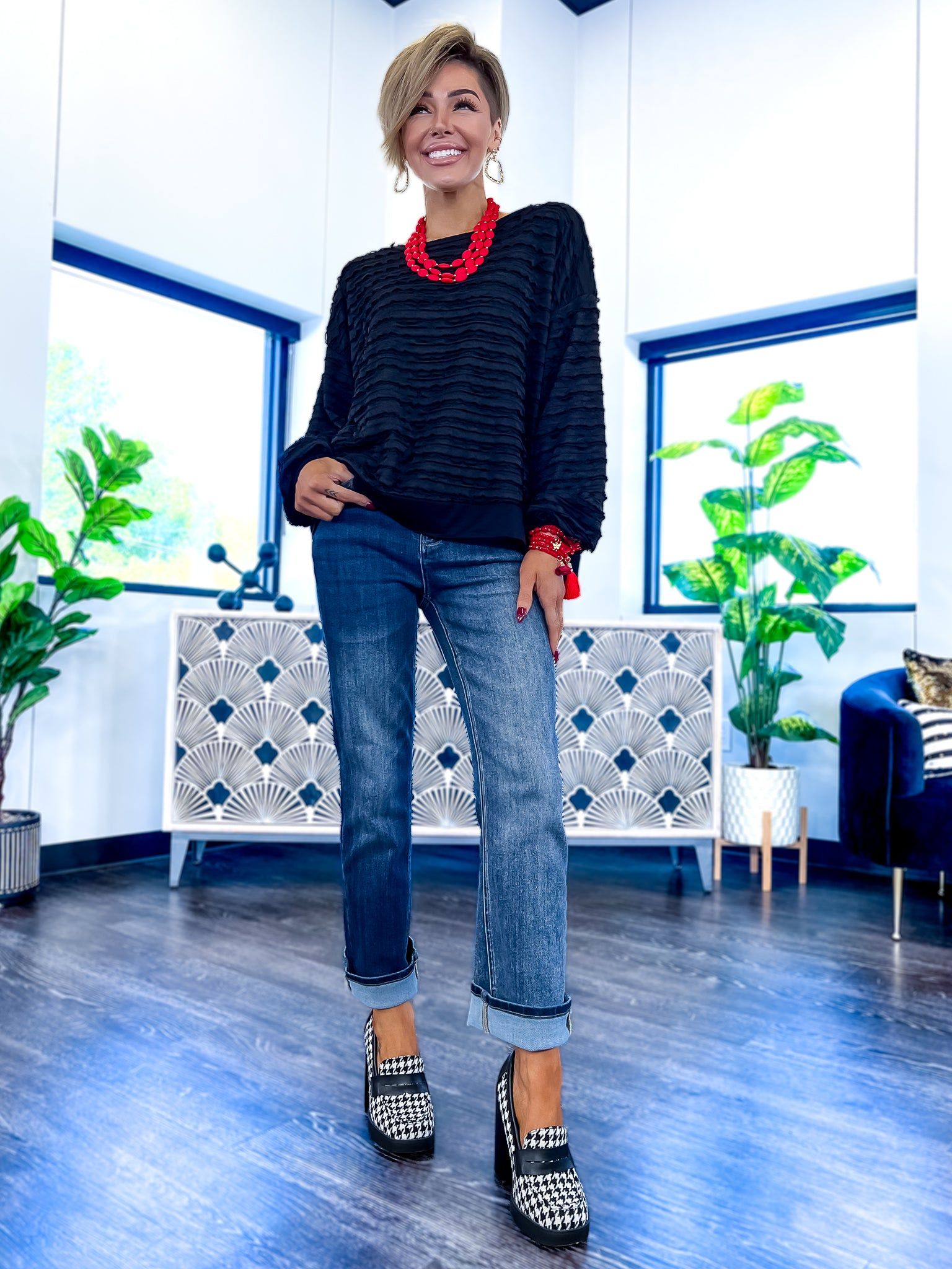 Textured Raw Edge Top | Black sold by ZZs product image thumbnail 2