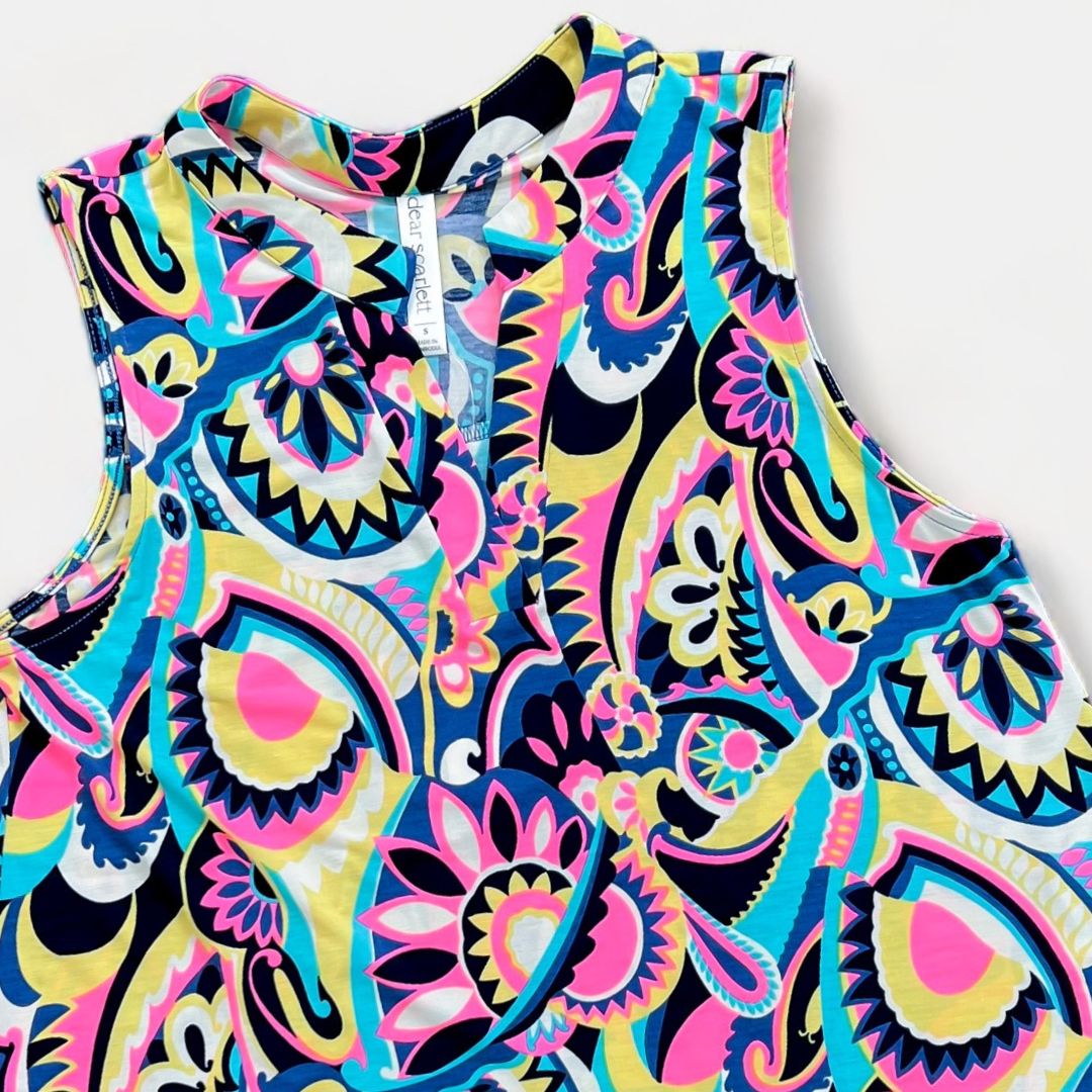 Teal Multi Abstract Lizzy Tank Top sold by ZZs product image thumbnail 4