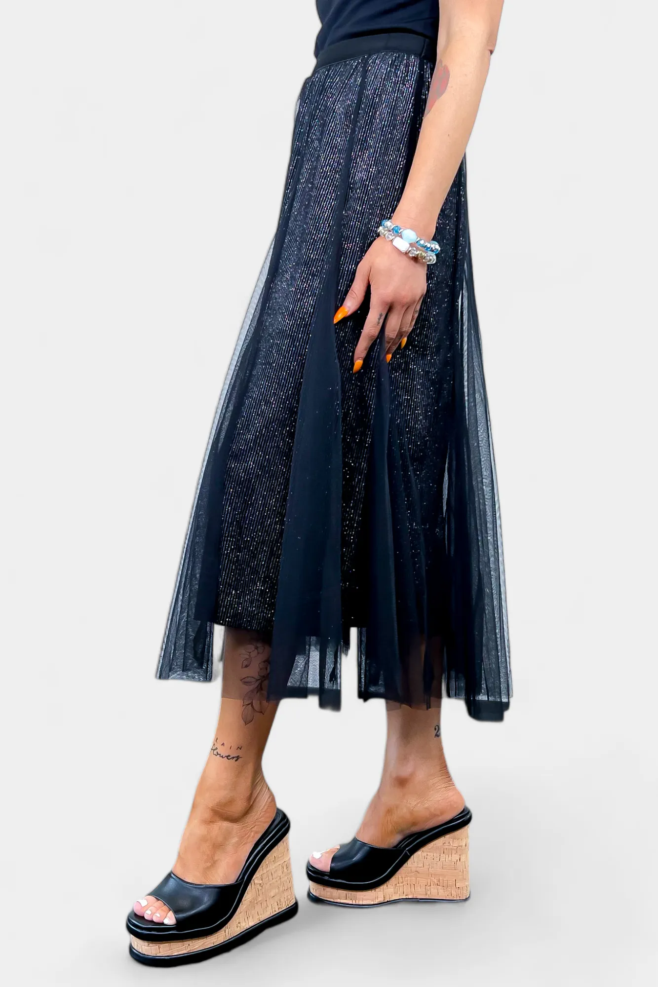 Black Tulle Sparkle Maxi Skirt sold by ZZs product image thumbnail 3