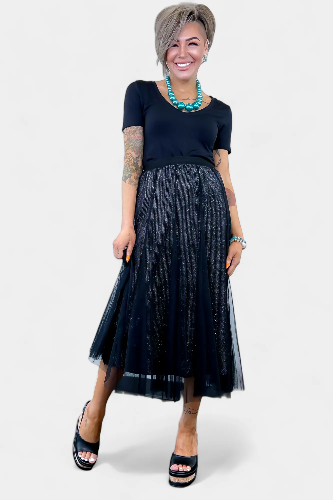 Black Tulle Sparkle Maxi Skirt sold by ZZs product image thumbnail 2
