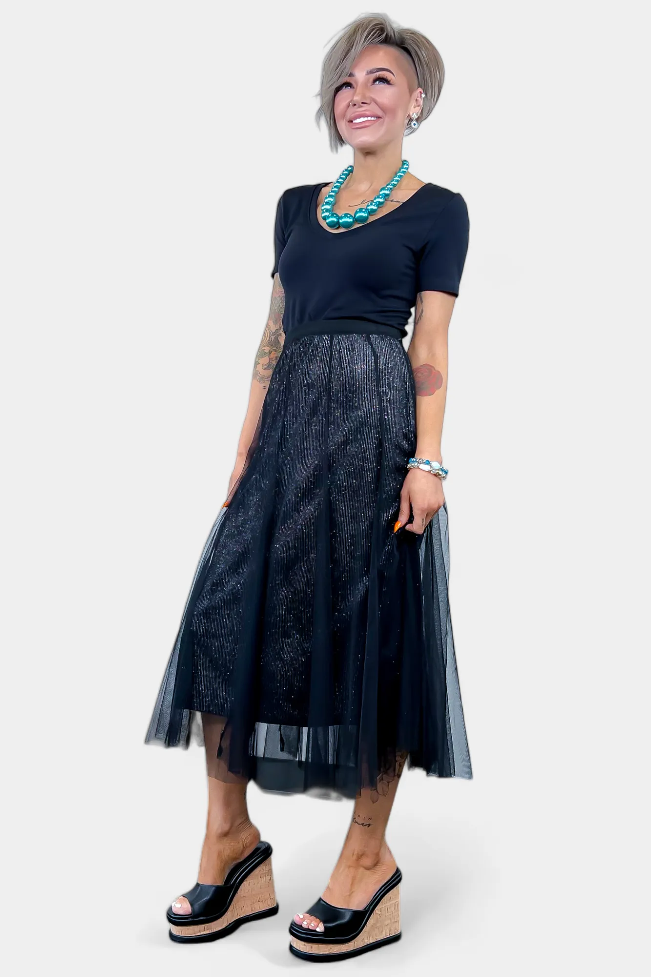 Black Tulle Sparkle Maxi Skirt sold by ZZs product image thumbnail 4