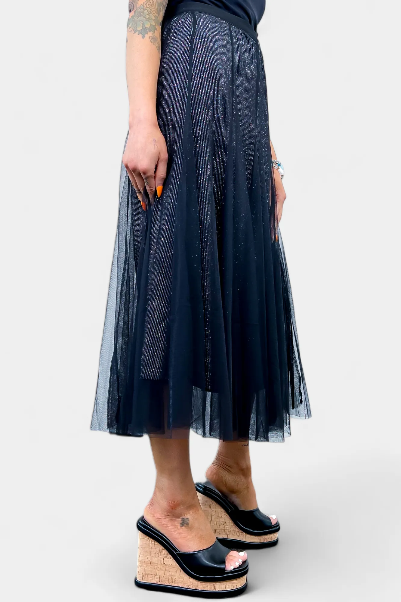 Black Tulle Sparkle Maxi Skirt sold by ZZs product image thumbnail 5