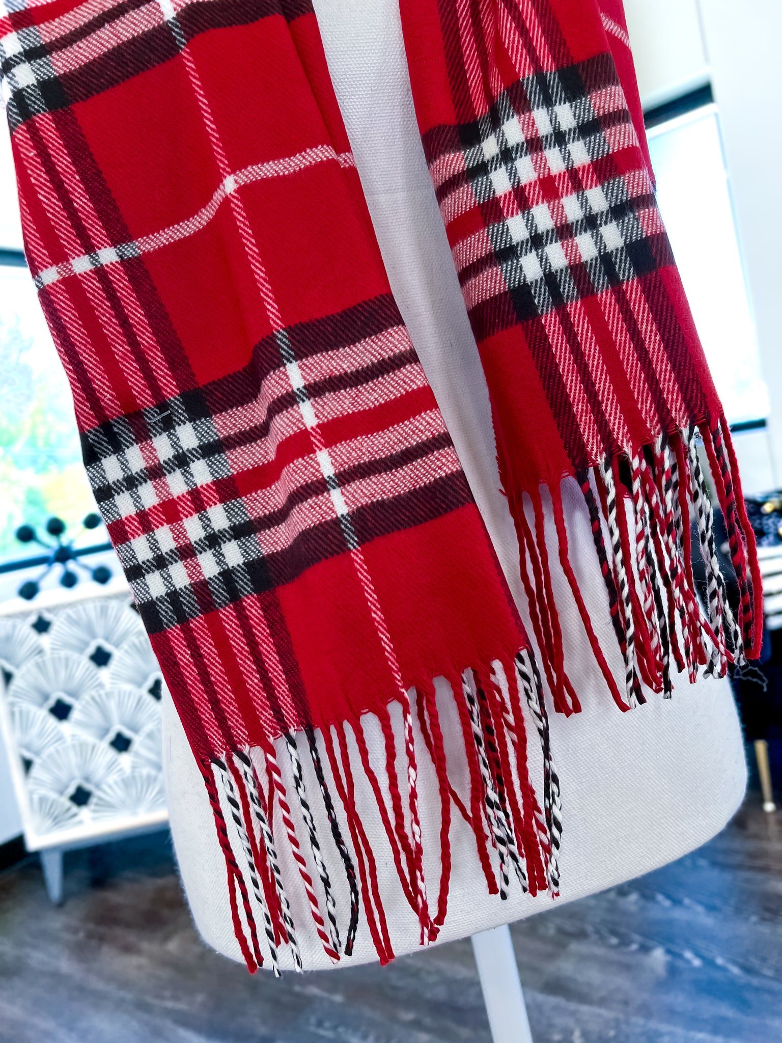 Plaid Scarf | Wine sold by ZZs product image thumbnail 4