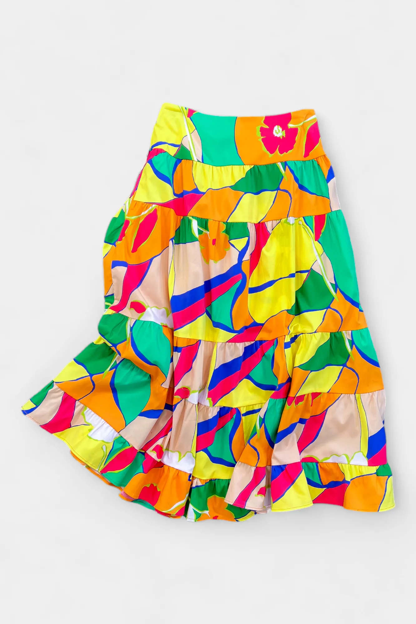 Abstract Floral Tiered Maxi Skirt sold by ZZs product image thumbnail 3