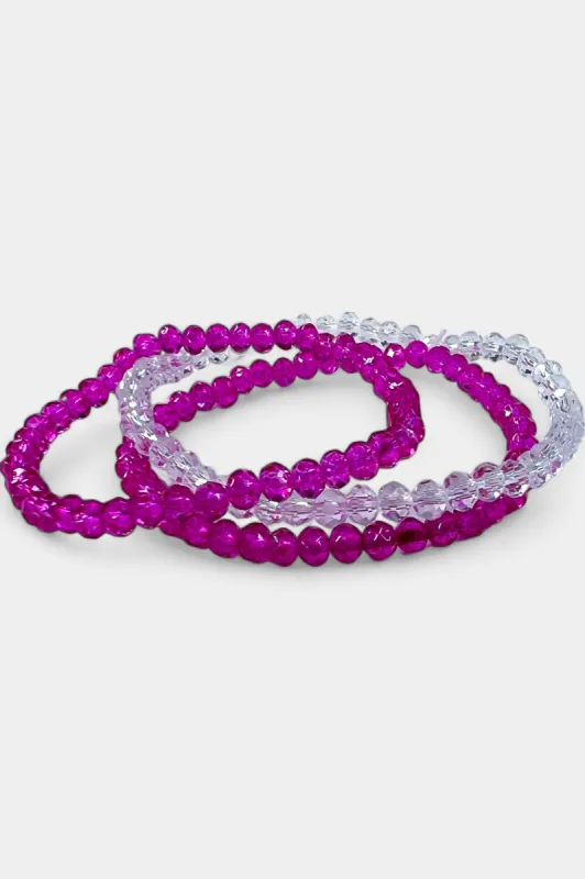 Pink Faceted Beaded Stretch Bracelets sold by ZZs