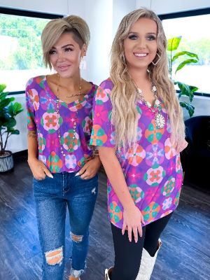 Boyfriend V-Neck Tee | Geo Floral [NO RETURNS] sold by ZZs