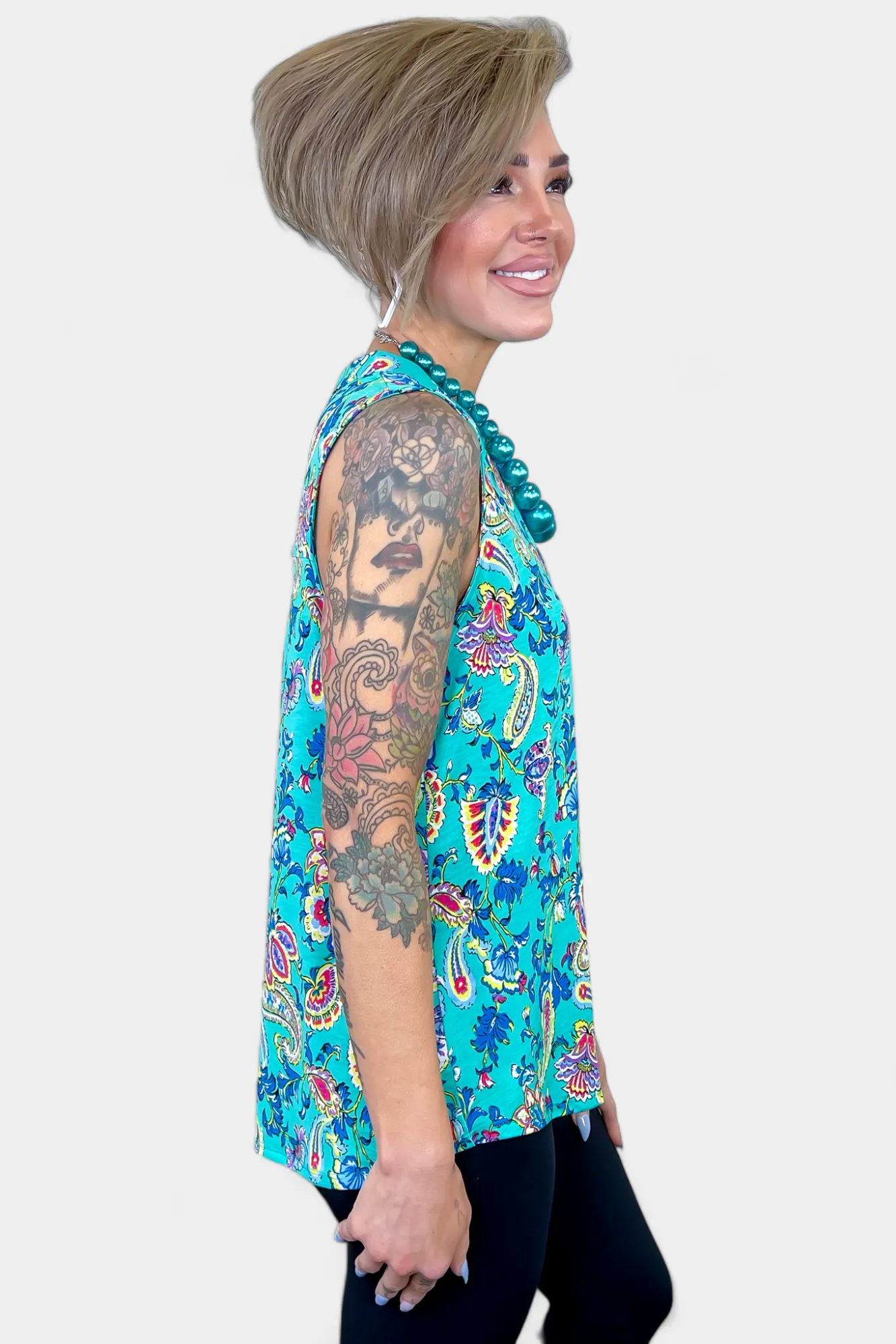 Emerald Multi Paisley Lizzy Tank Top sold by ZZs product image thumbnail 3