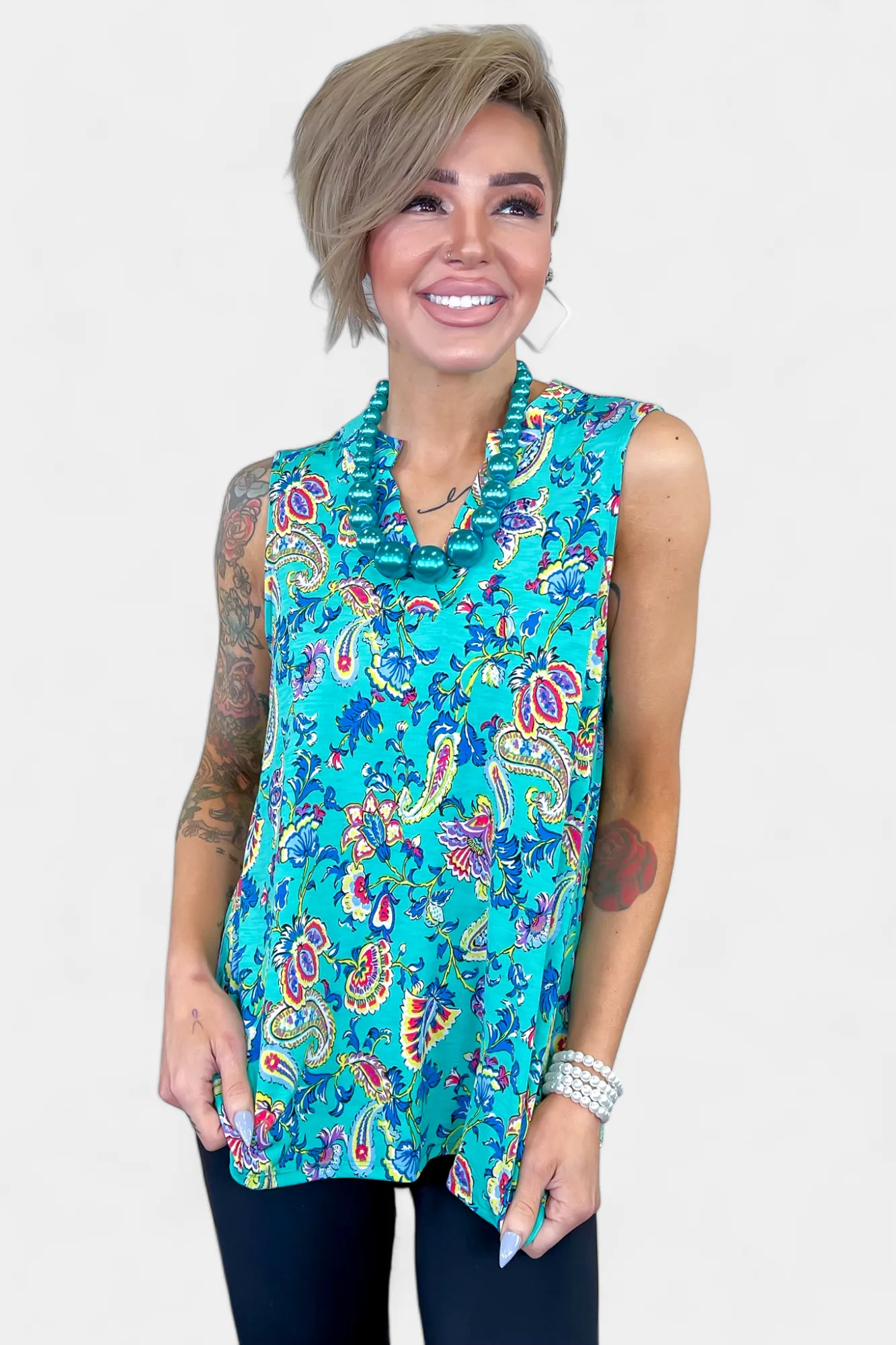 Emerald Multi Paisley Lizzy Tank Top sold by ZZs