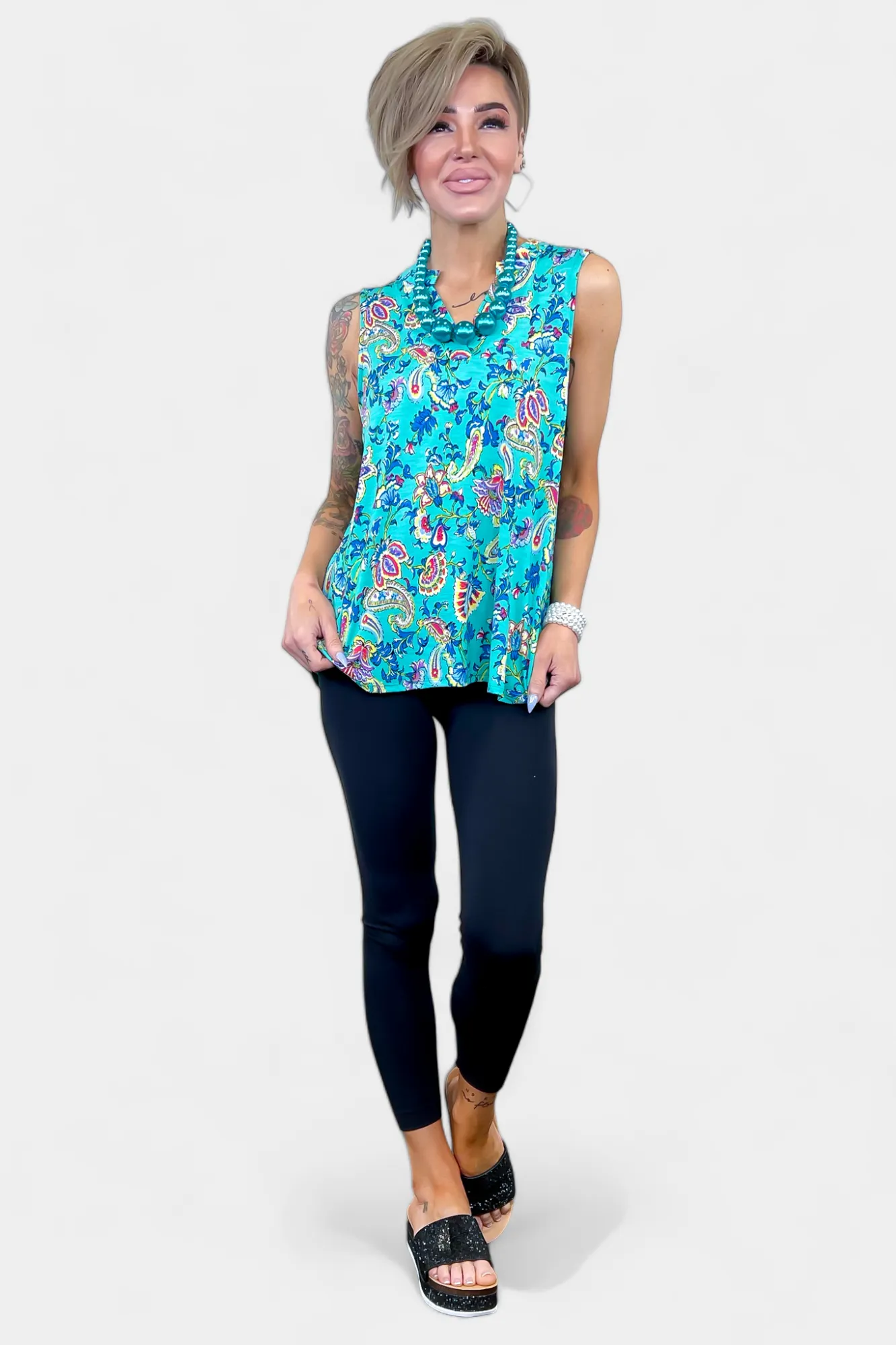 Emerald Multi Paisley Lizzy Tank Top sold by ZZs product image thumbnail 4