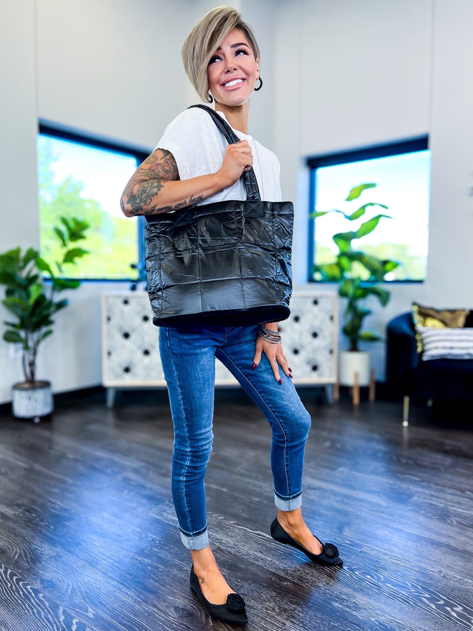 Black Quilted Puffer Bag sold by ZZs product image thumbnail 2