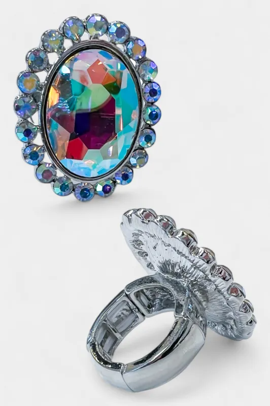 Clear Oval Stone Stretch Ring sold by ZZs