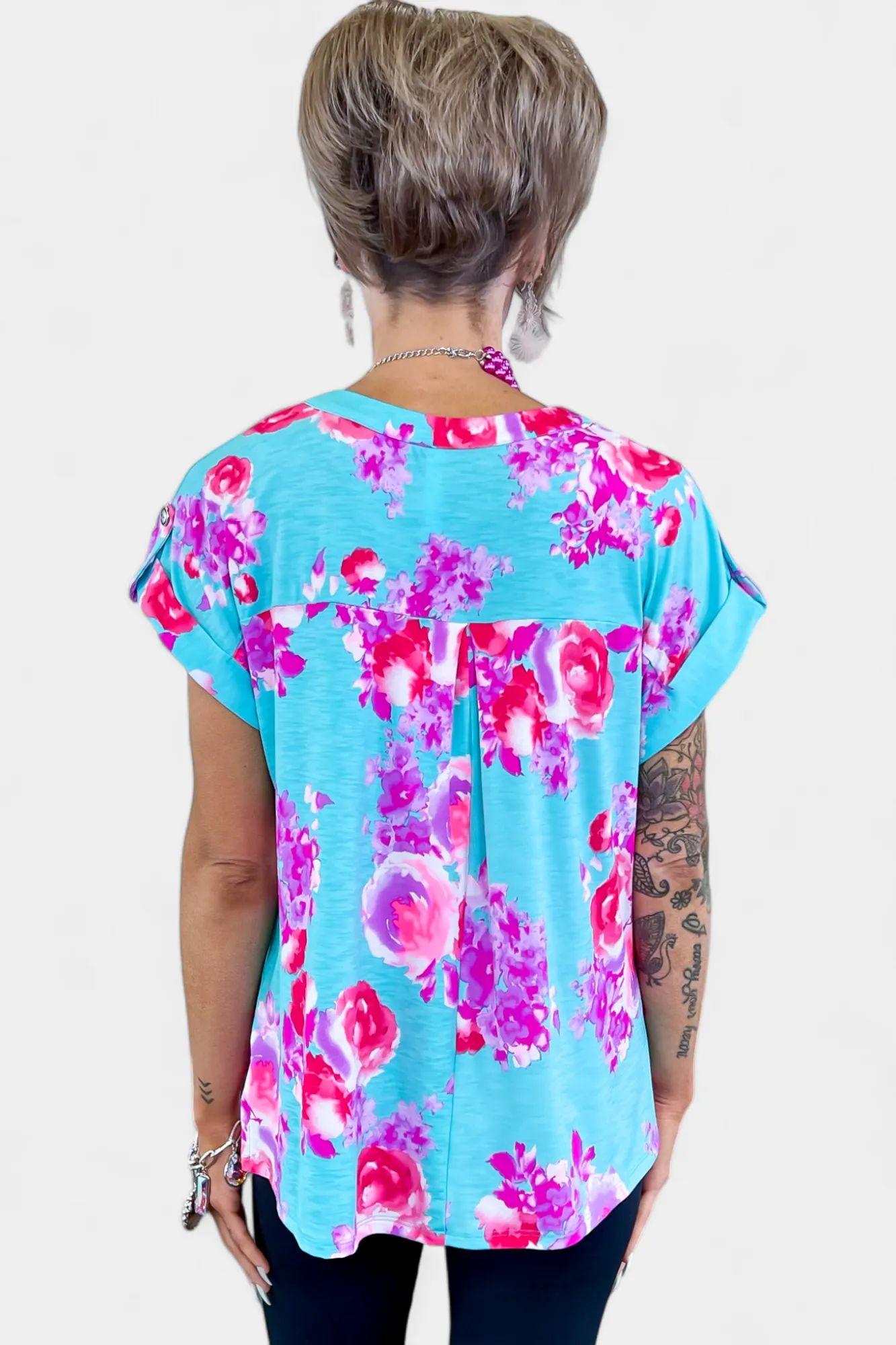 Mint Floral Lizzy Short Sleeve Top sold by ZZs product image thumbnail 4