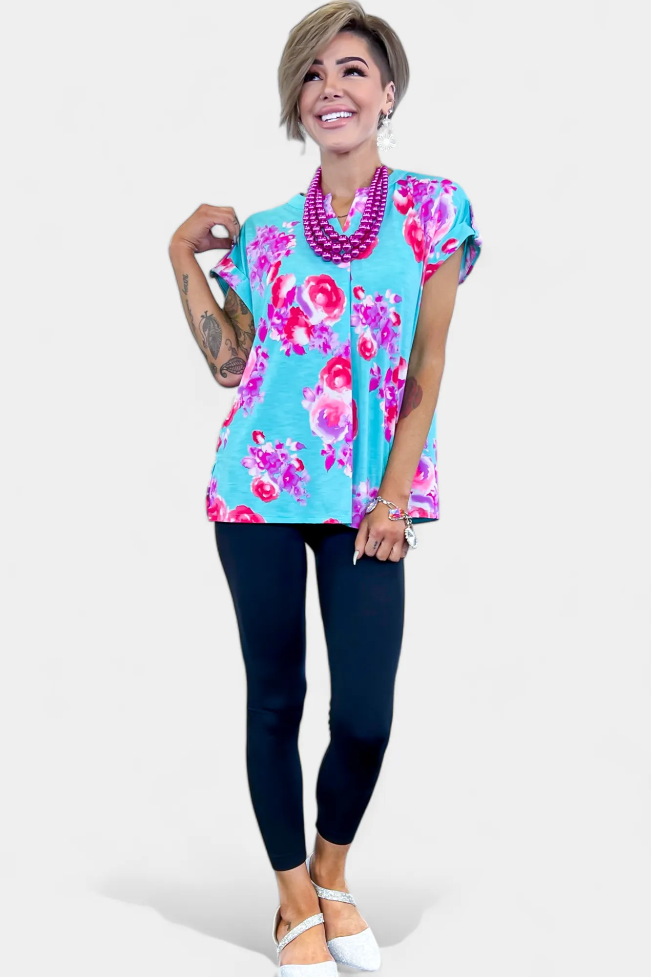 Mint Floral Lizzy Short Sleeve Top sold by ZZs product image thumbnail 2