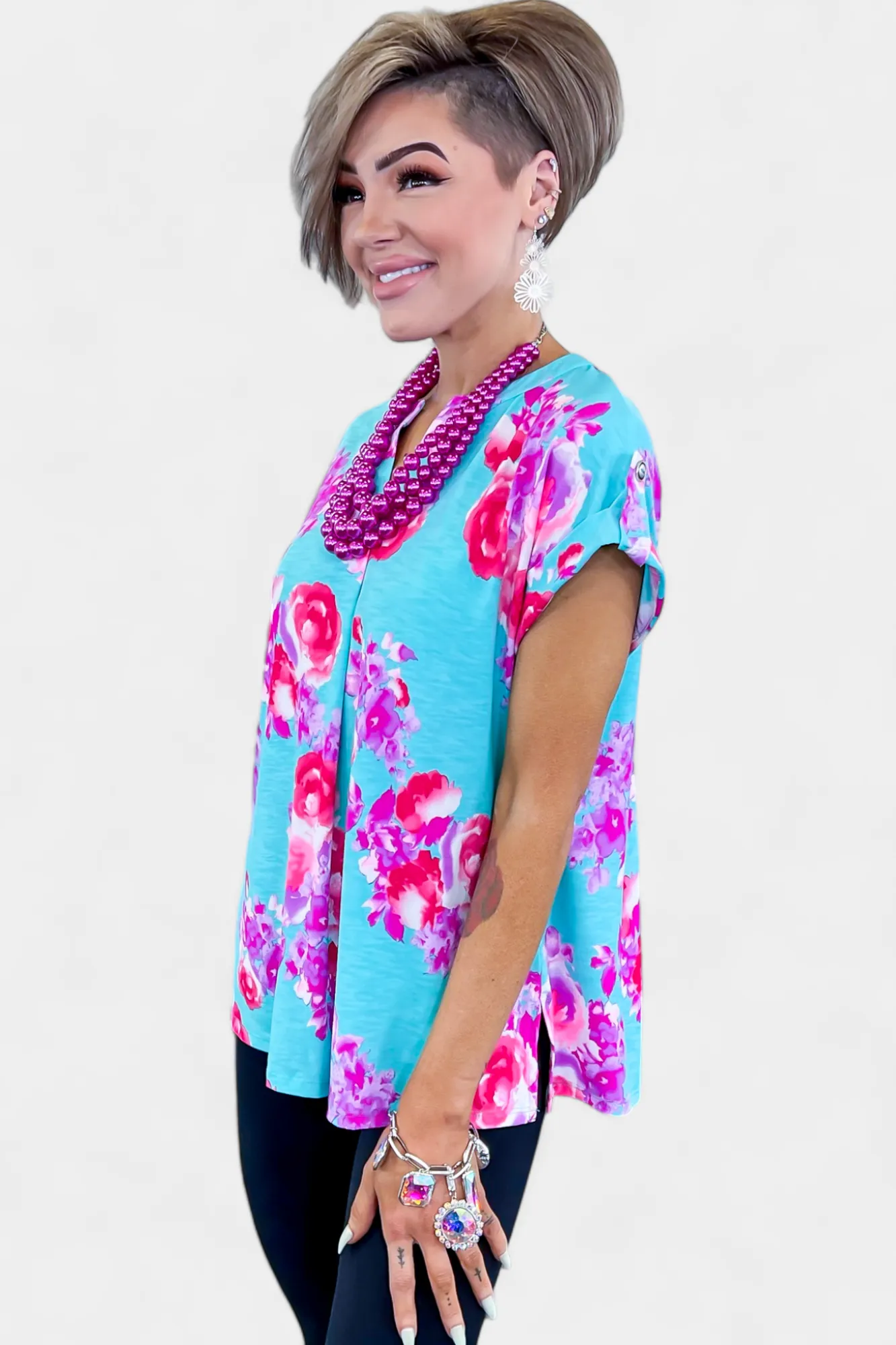 Mint Floral Lizzy Short Sleeve Top sold by ZZs product image thumbnail 5