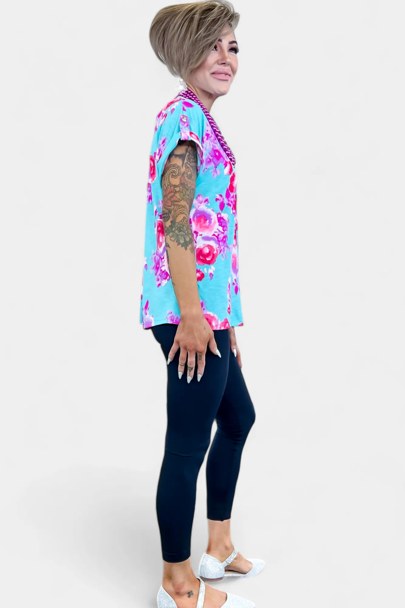 Mint Floral Lizzy Short Sleeve Top sold by ZZs product image thumbnail 3