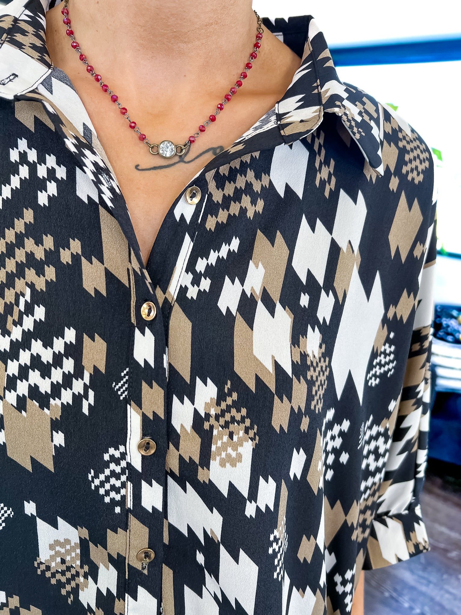 Abstract Button Down Top | Black sold by ZZs product image thumbnail 4