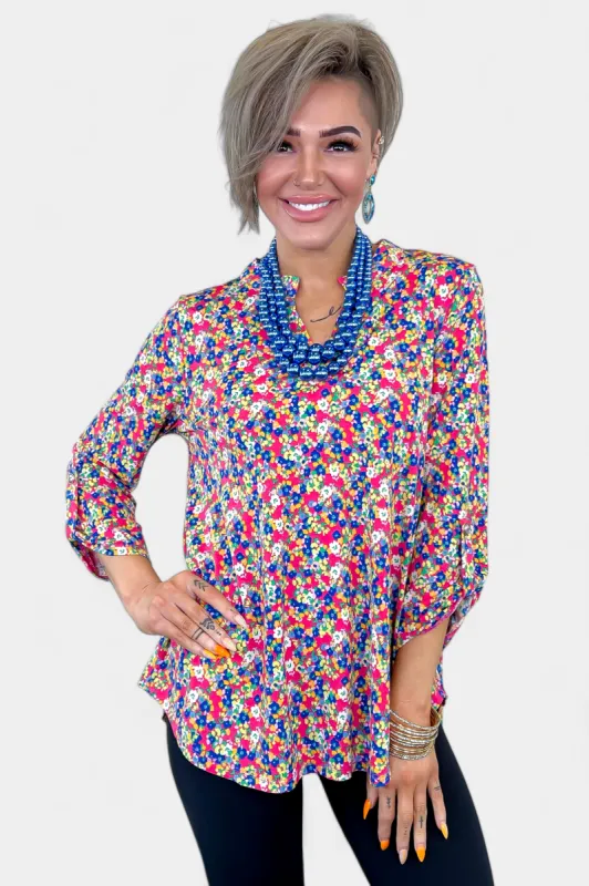 Coral Multi Daisy Lizzy Top [NO RETURNS] sold by ZZs