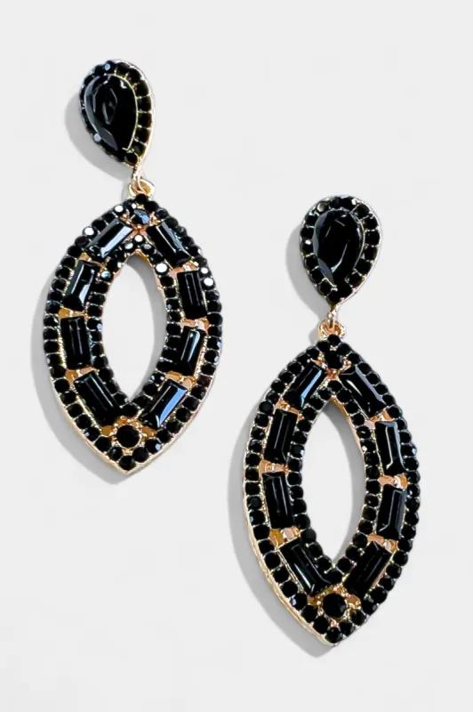 Black Open Marquise Earrings sold by ZZs