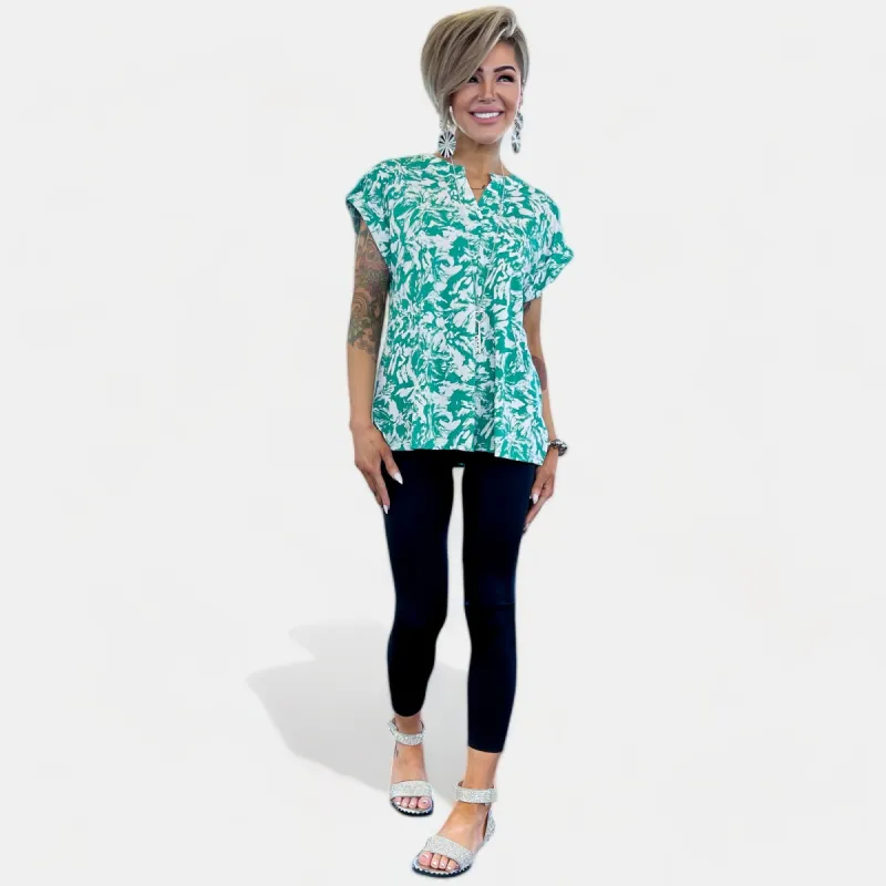 Emerald Abstract Lizzy Short Sleeve Top [NO RETURNS] sold by ZZs