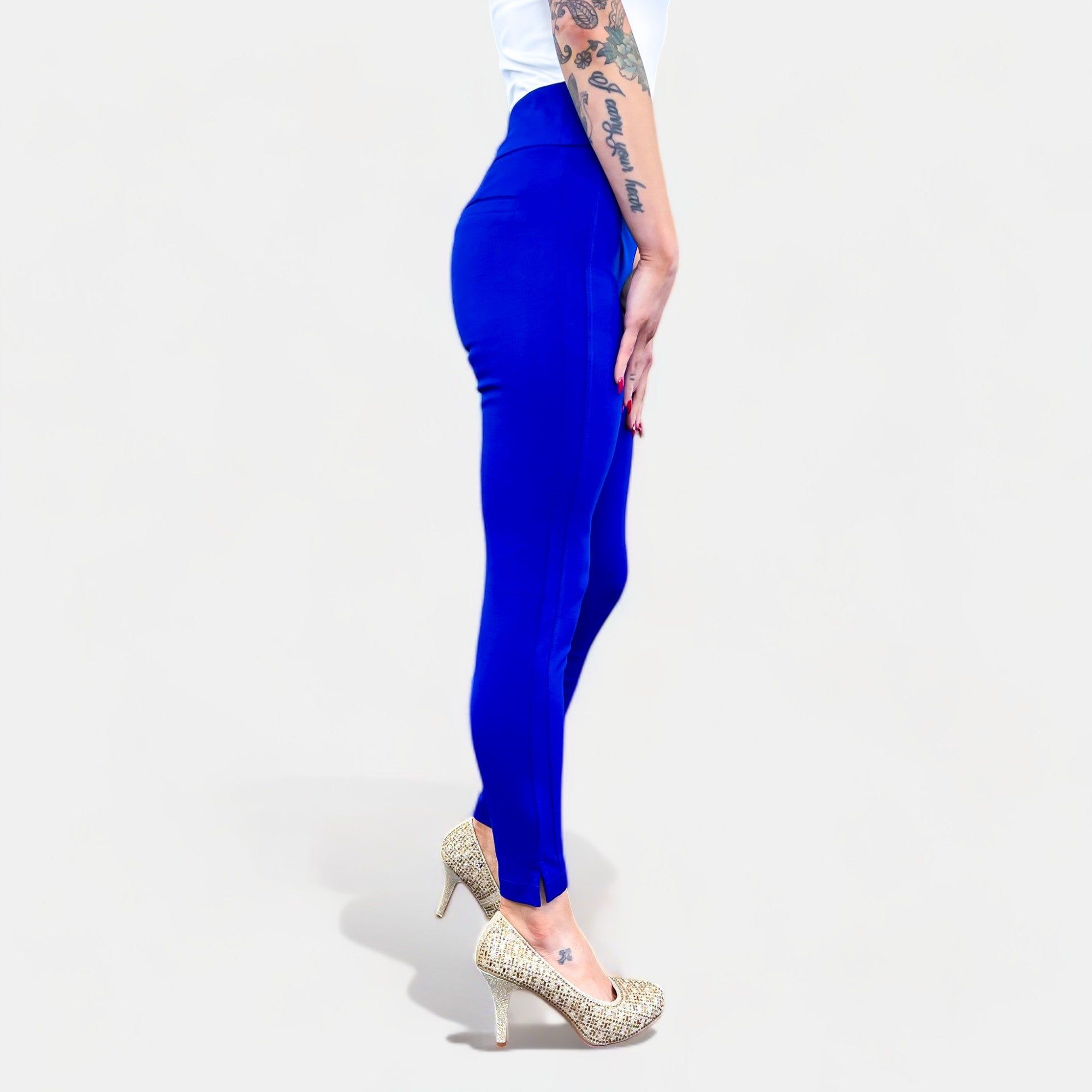 Blue High Waisted Skinny Crop Pants sold by ZZs product image thumbnail 4