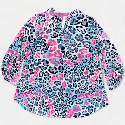 Blue & Pink Leopard Lizzy Top sold by ZZs