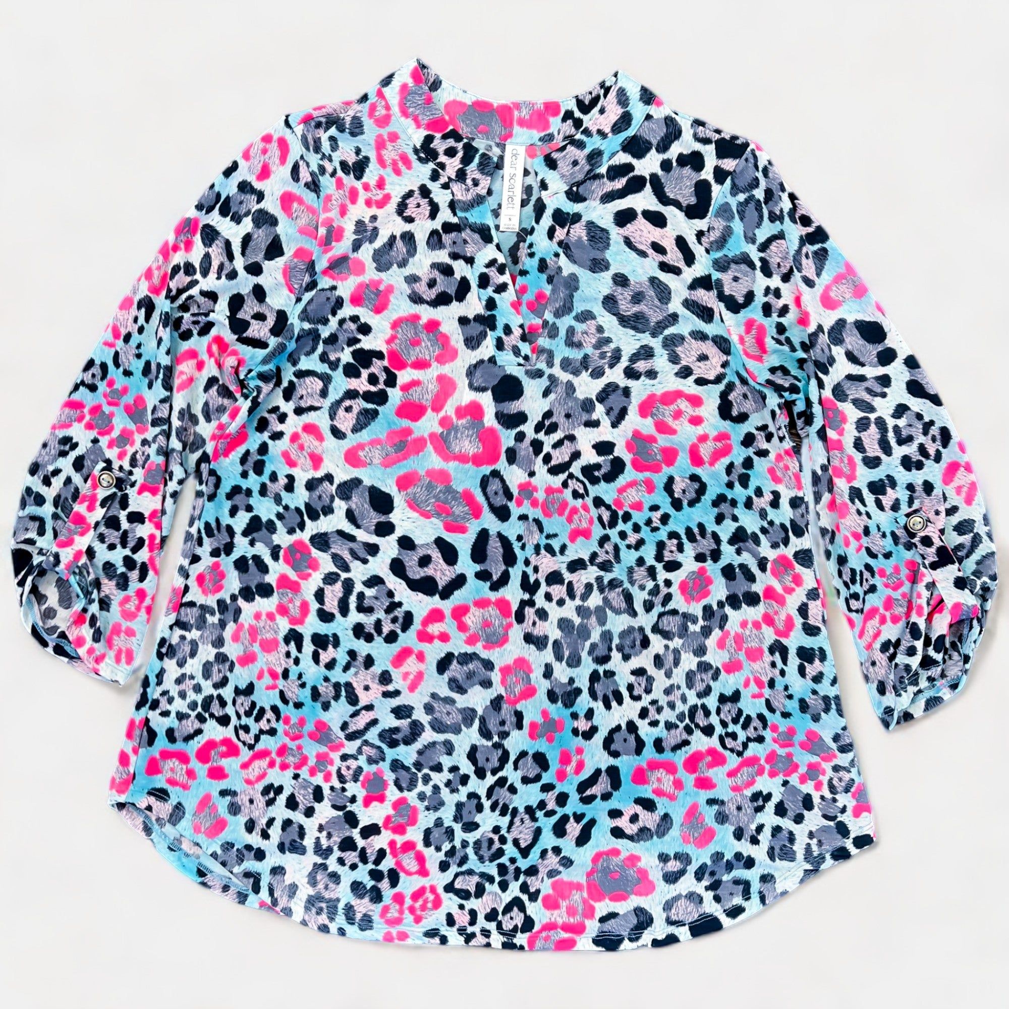 Blue & Pink Leopard Lizzy Top sold by ZZs
