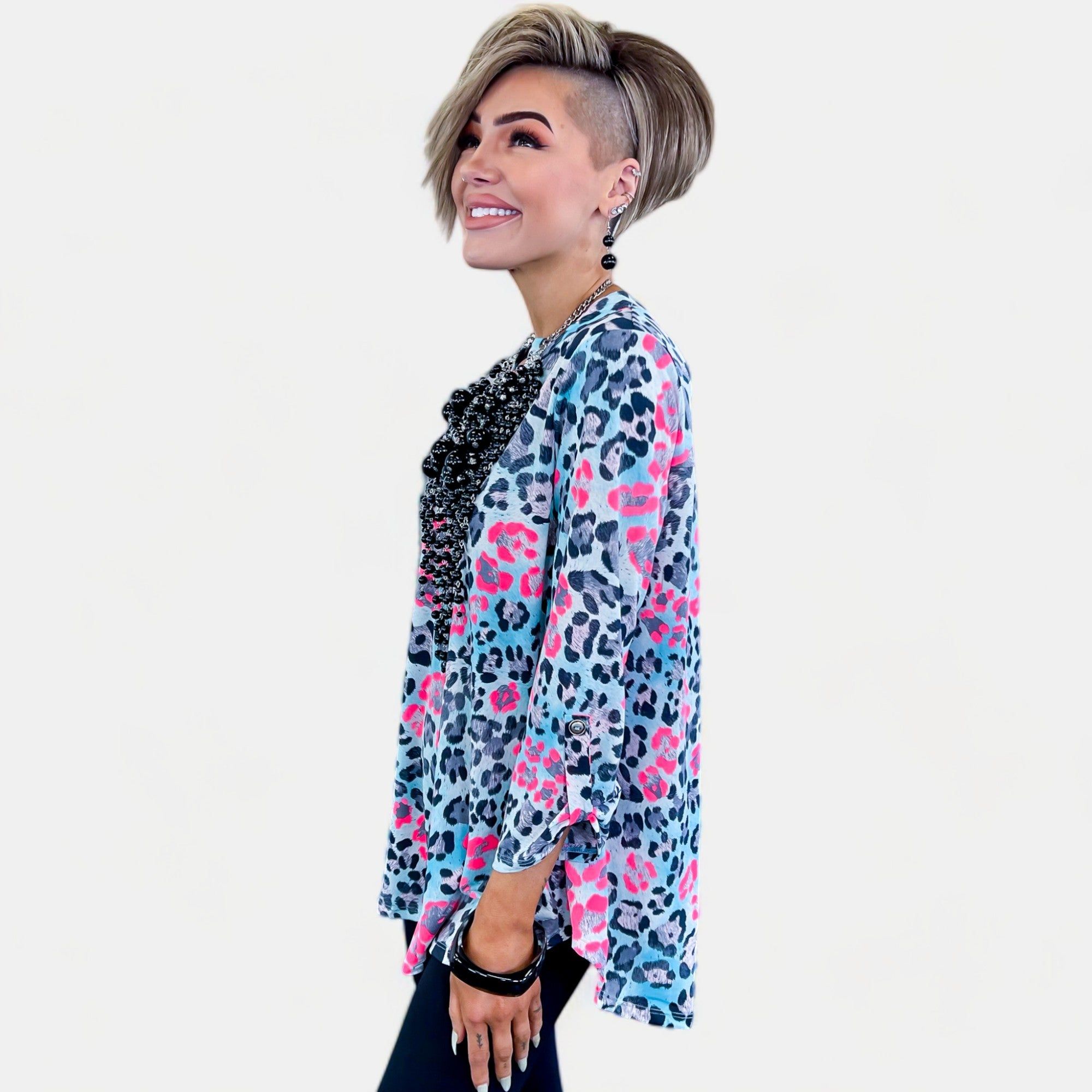 Blue & Pink Leopard Lizzy Top sold by ZZs product image thumbnail 5