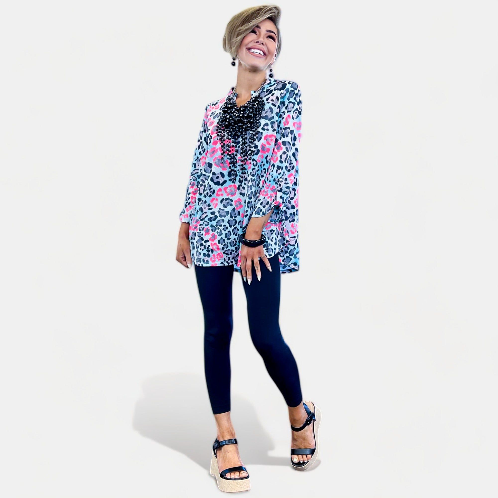 Blue & Pink Leopard Lizzy Top sold by ZZs product image thumbnail 3