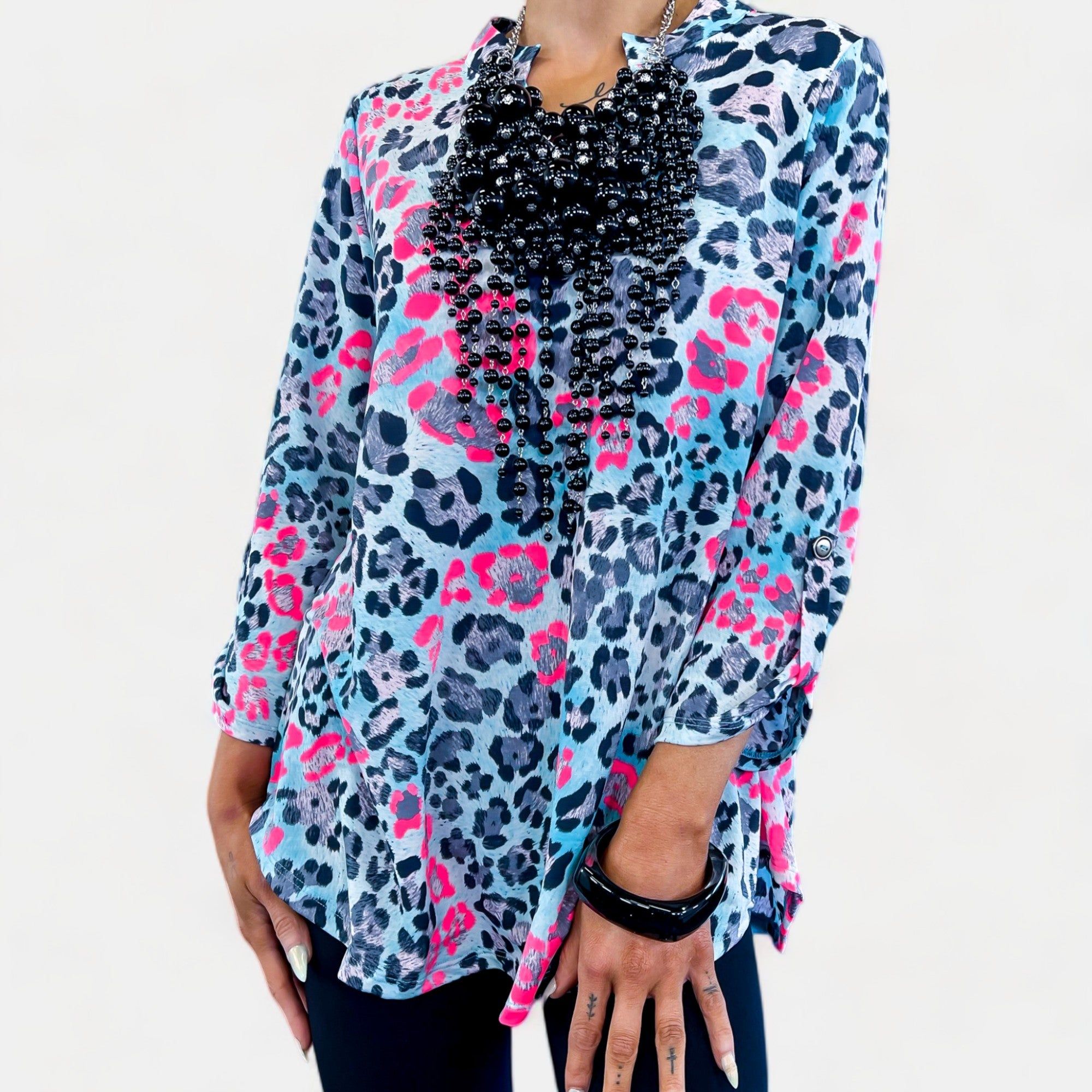 Blue & Pink Leopard Lizzy Top sold by ZZs product image thumbnail 4