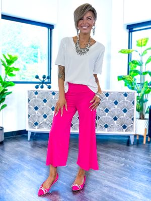 Fuchsia Cora Crop Pants [NO RETURNS] sold by ZZs