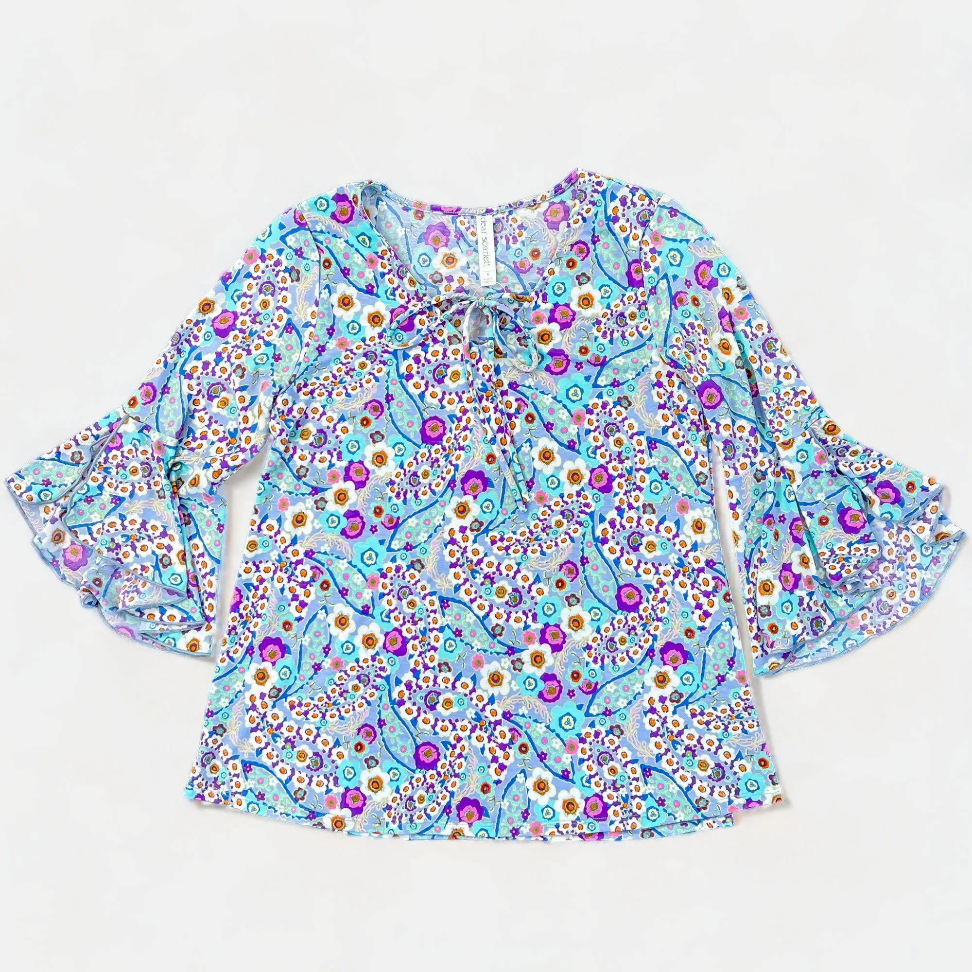 Blue Multi Floral Bell Sleeve Top sold by ZZs product image thumbnail 2