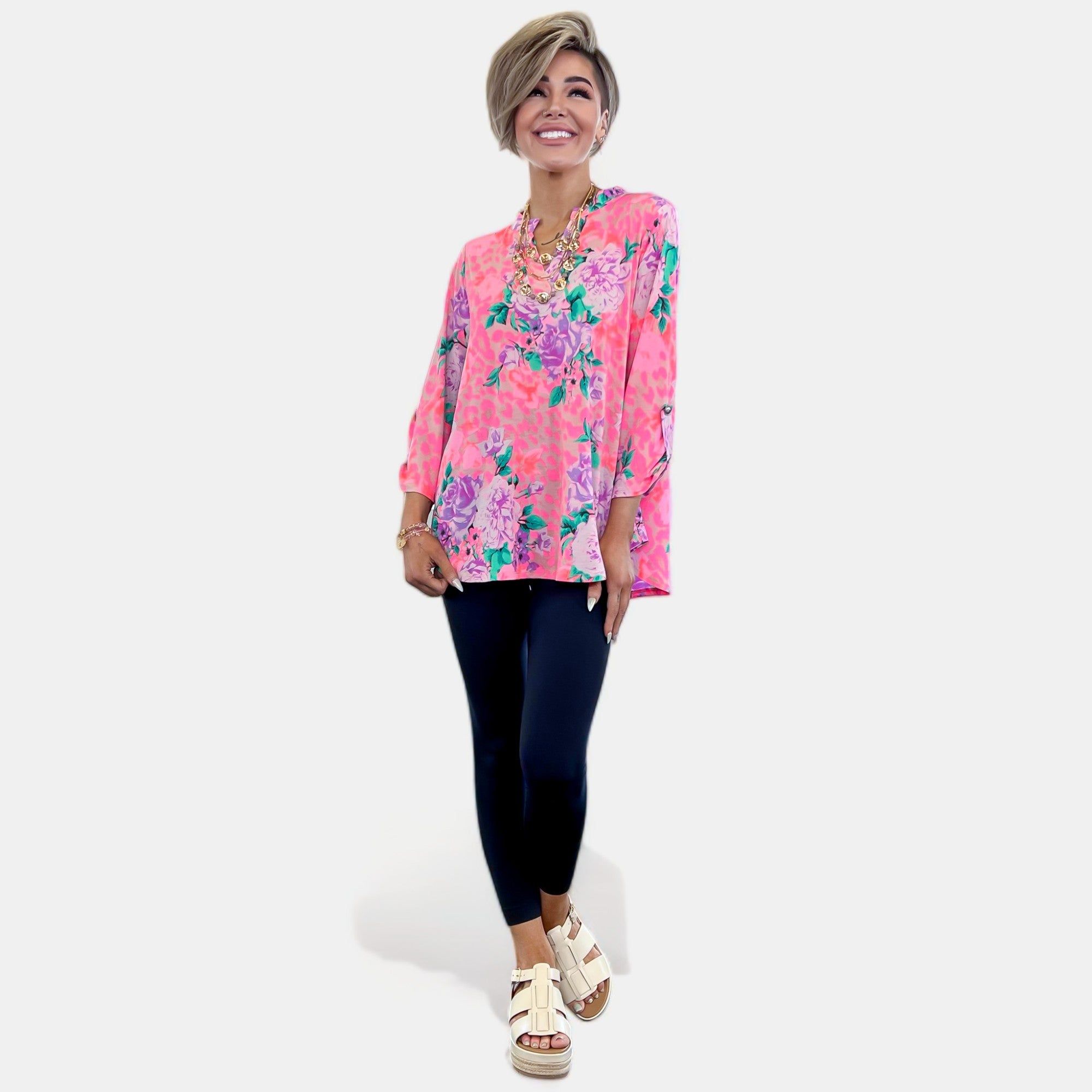 Pink Leopard Floral Lizzy Top sold by ZZs product image thumbnail 3