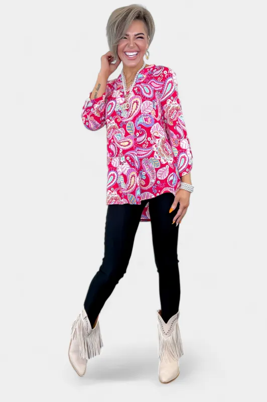 Coral Multi Paisley Lizzy Top [NO RETURNS] sold by ZZs