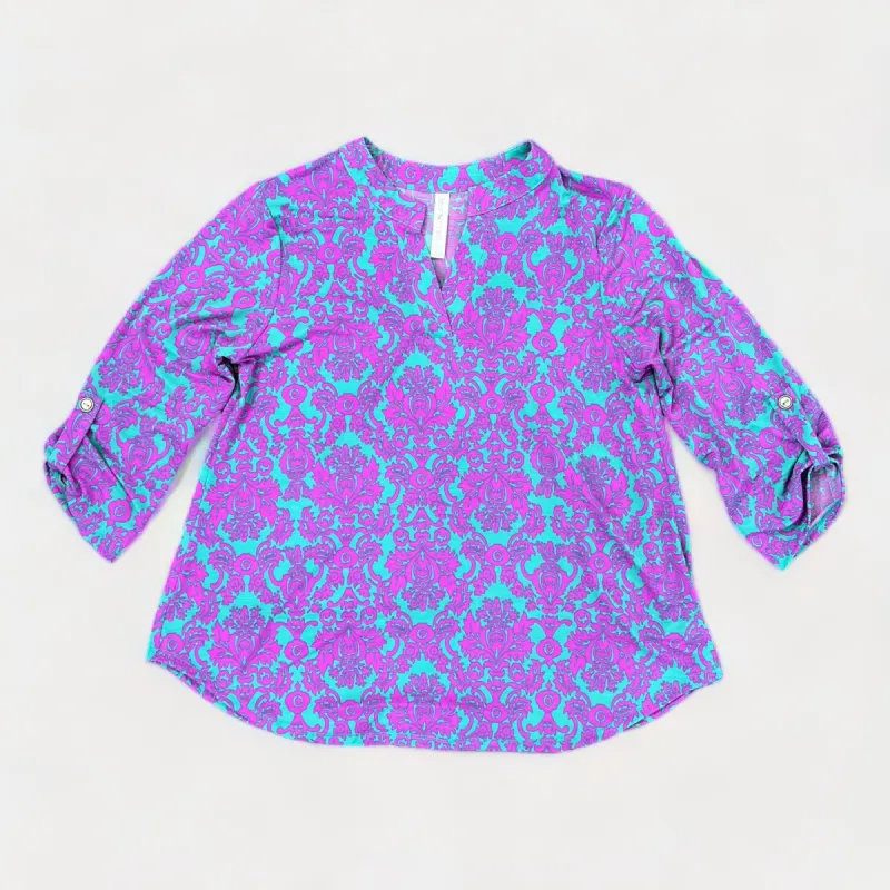 Teal Damask Lizzy Top sold by ZZs