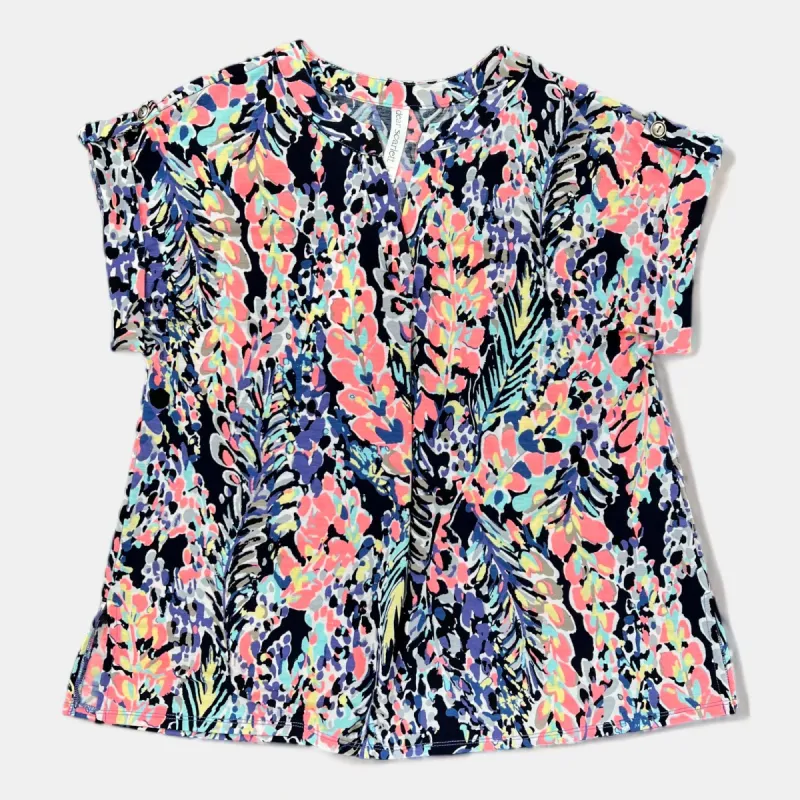 Navy Multi Lizzy Short Sleeve Top sold by ZZs