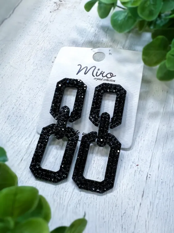 Rhinestone Square Earrings | Black sold by ZZs
