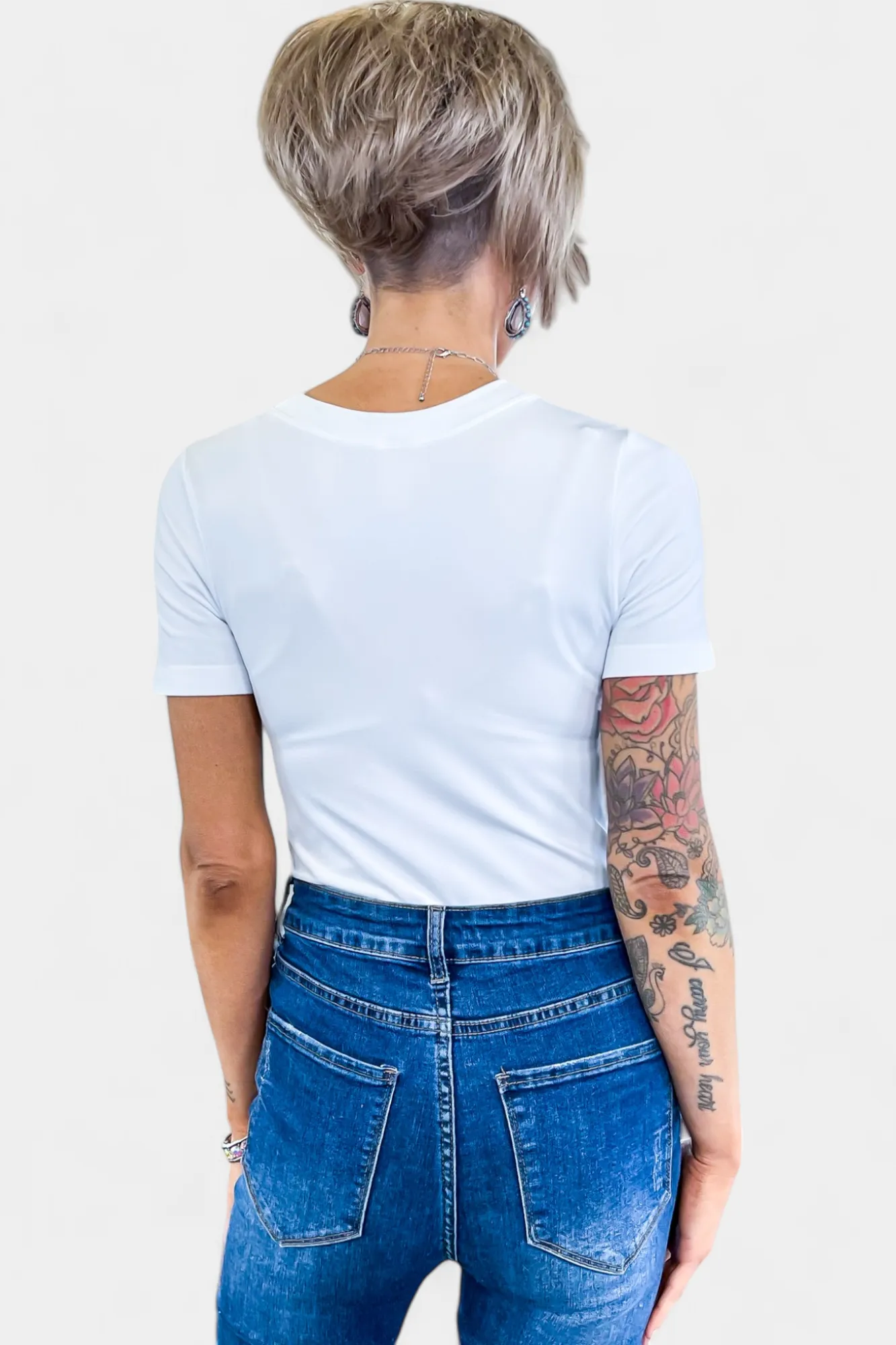 White Short Sleeve Smooth Bodysuit sold by ZZs product image thumbnail 5