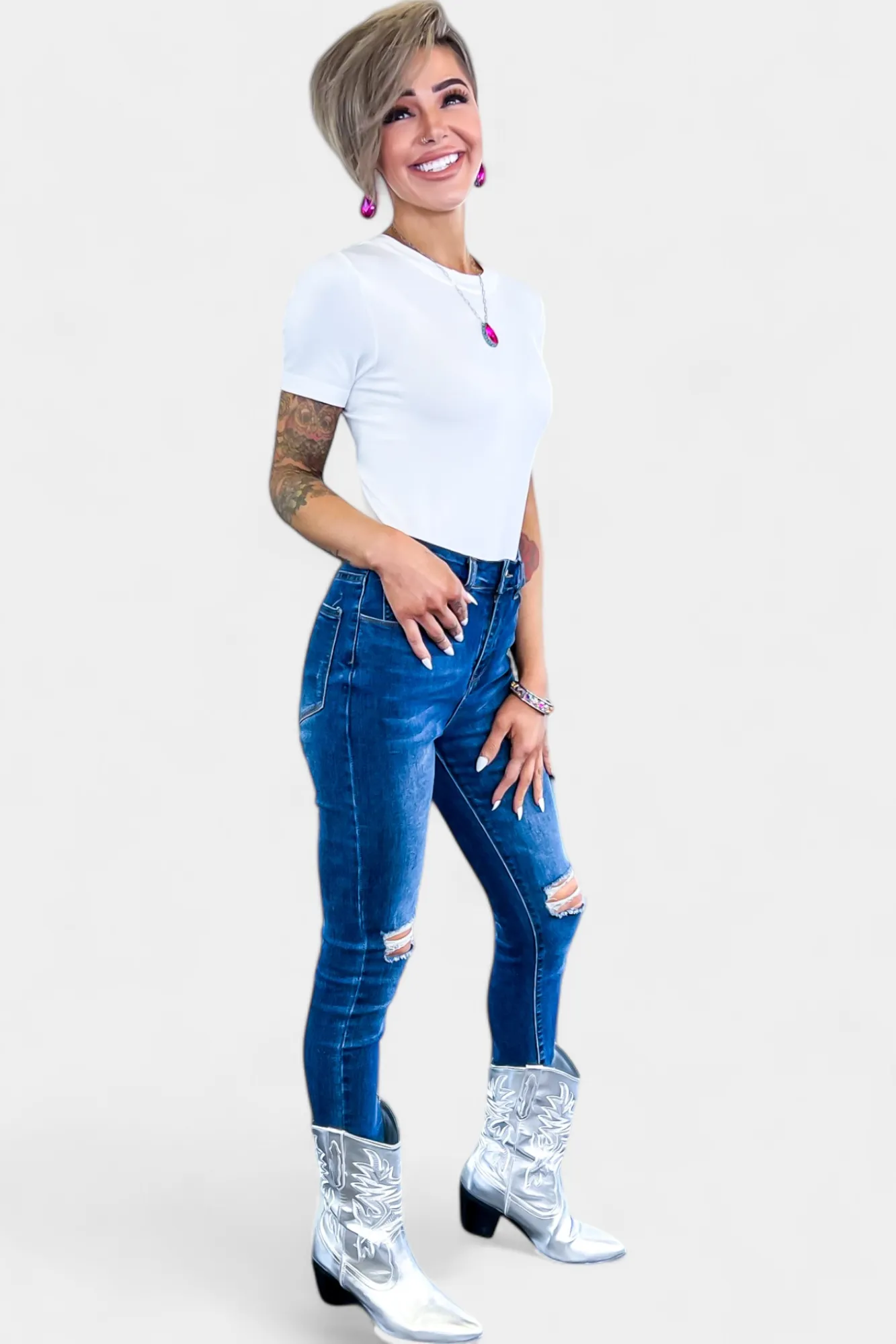 White Short Sleeve Smooth Bodysuit sold by ZZs product image thumbnail 4