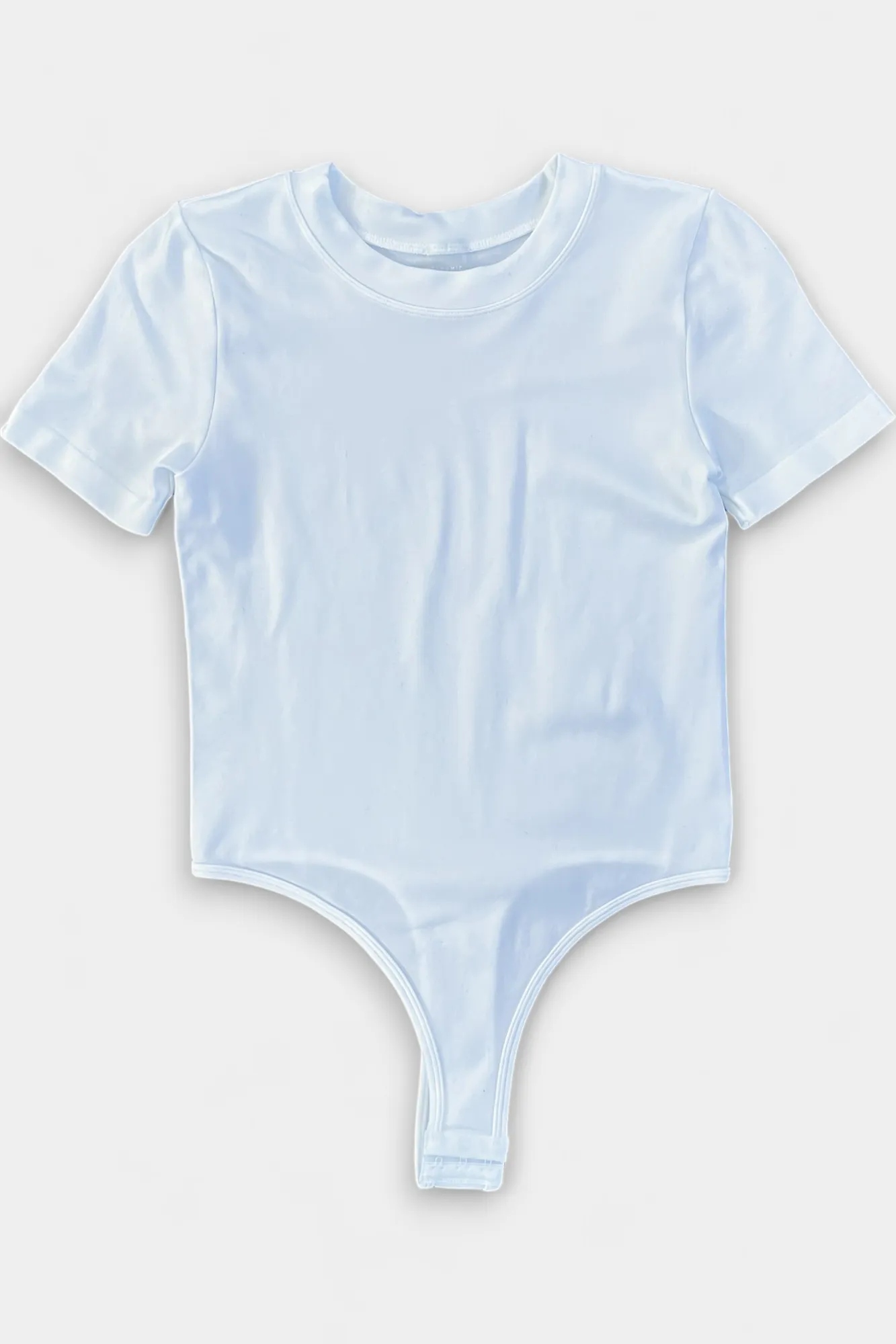 White Short Sleeve Smooth Bodysuit sold by ZZs