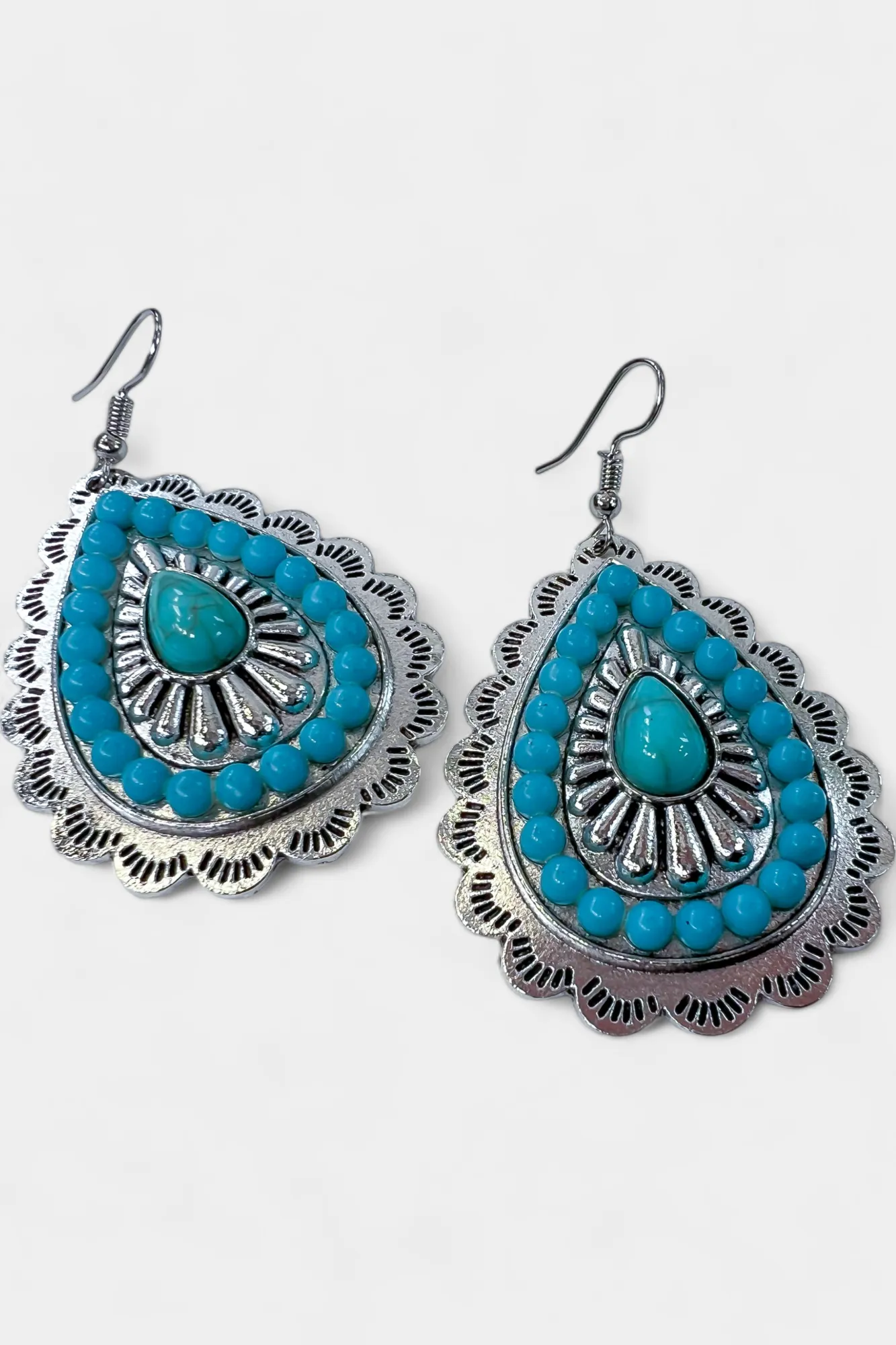 Turquoise Teardrop Western Stone Earrings sold by ZZs product image thumbnail 3