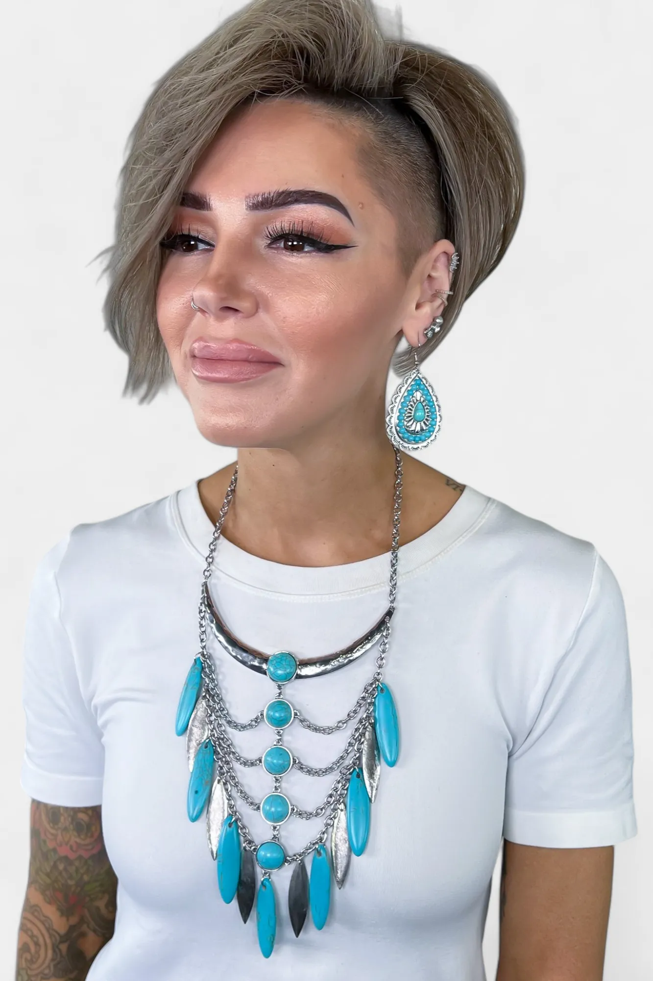 Turquoise Teardrop Western Stone Earrings sold by ZZs product image thumbnail 4